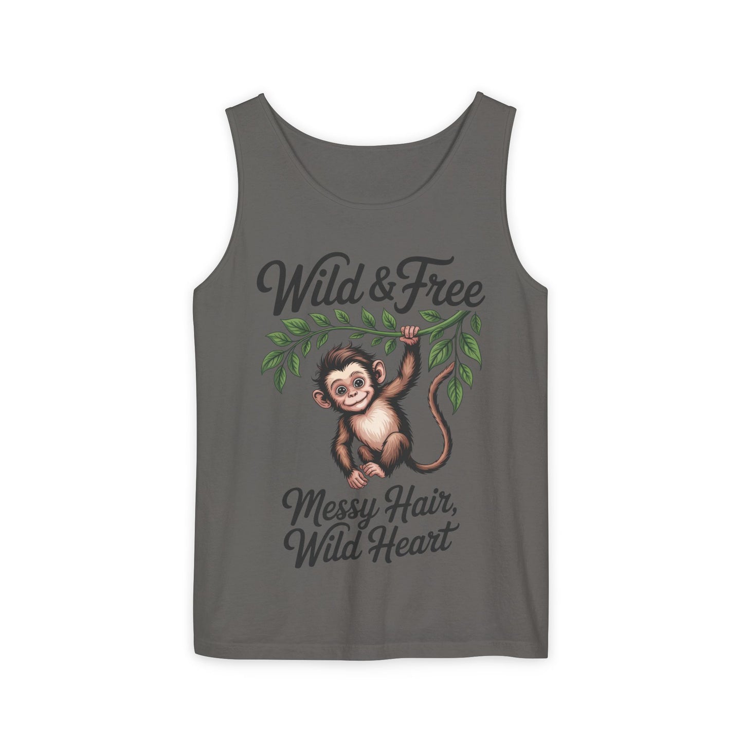 Wild & Free Monkey Tank Top, Messy Hair Wild Heart Womens Tank, Cute Jungle Animal Shirt, Boho Adventure Tank, Fun Nature Lover Gift