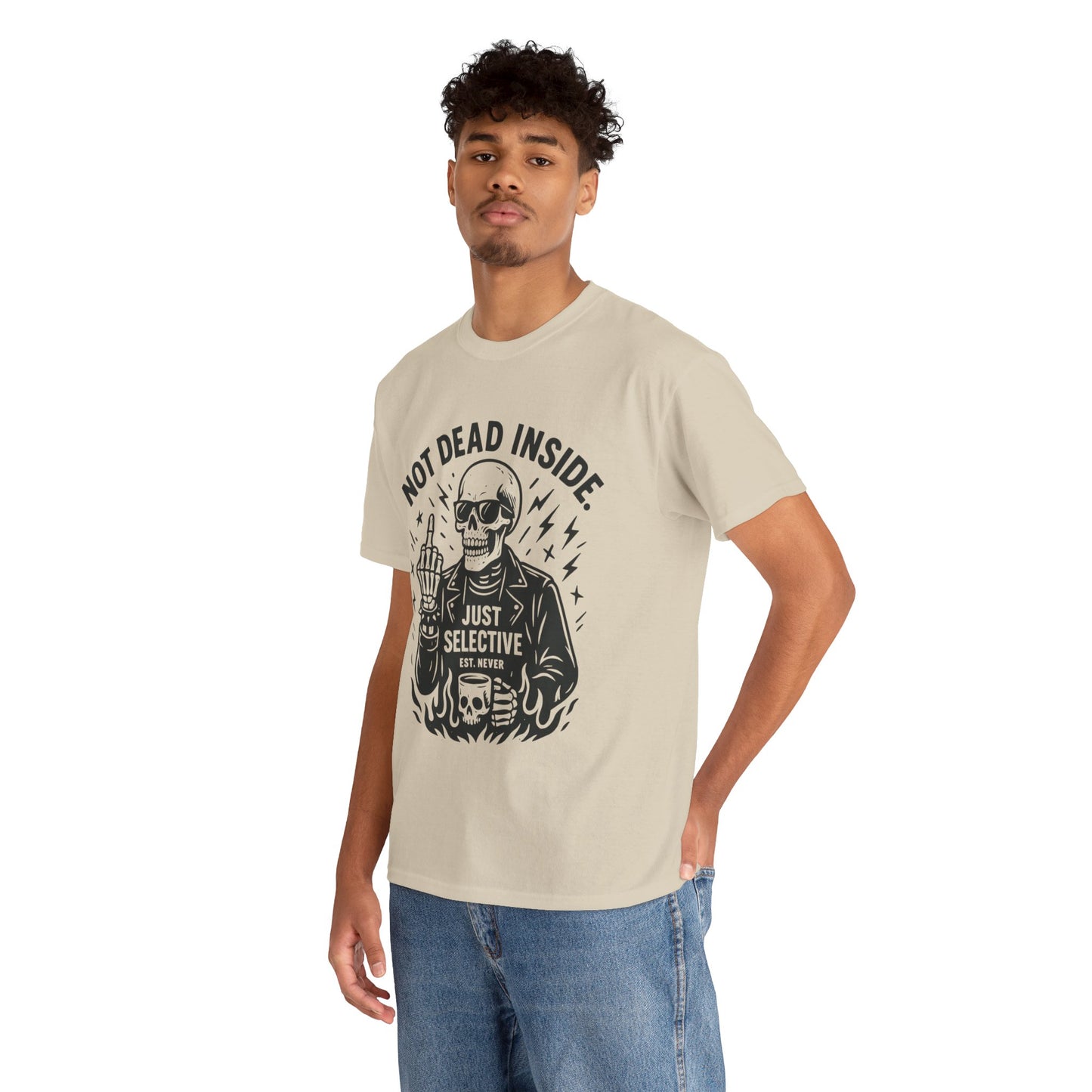 Mens Dark Humor Graphic Shirt, Not Dead Inside, Funny Graphic Shirt for Casual Wear, Gifts for Him, Halloween, Occasions, Funny Skeleton Tee