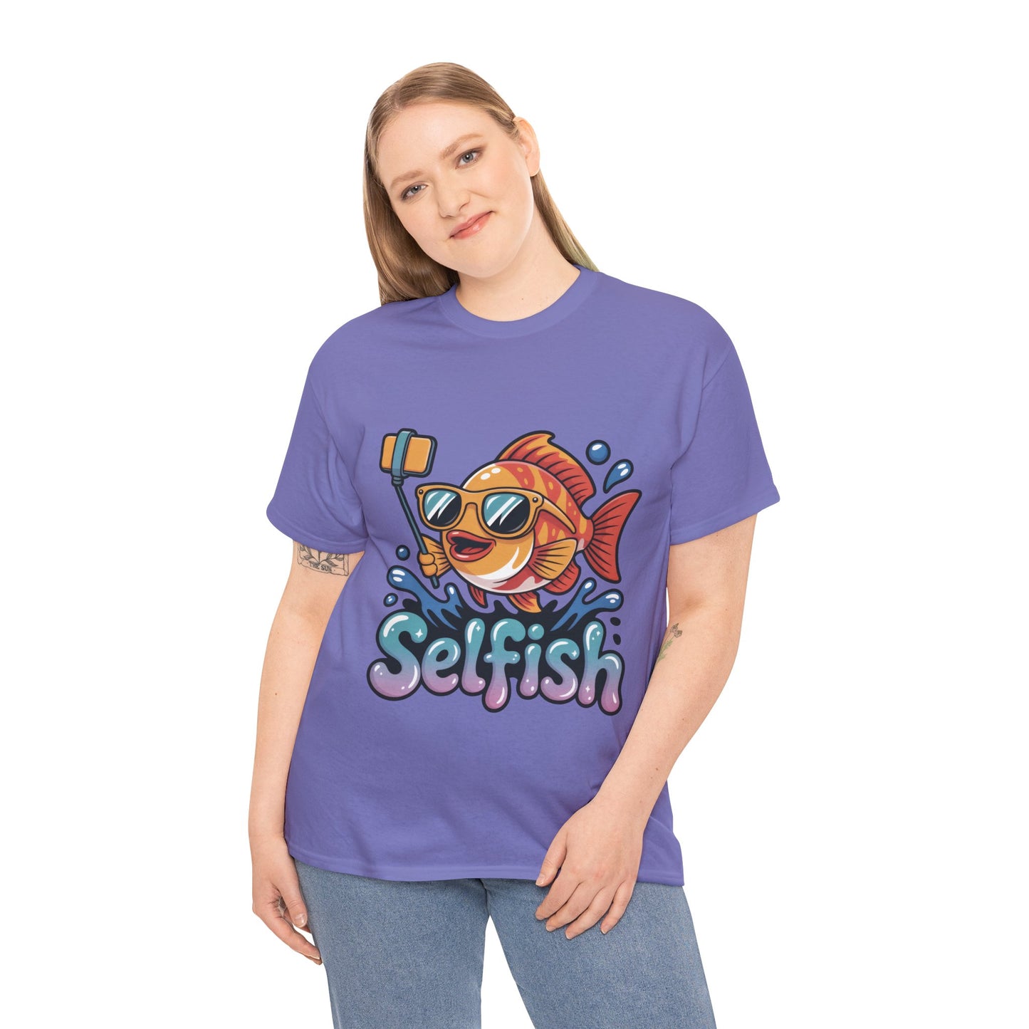 Funny Selfie Fish Graphic Womens T-Shirt, Playful Pun Gift for Her, Summer Vibes, Unique Beach Shirt, Outdoor Adventures