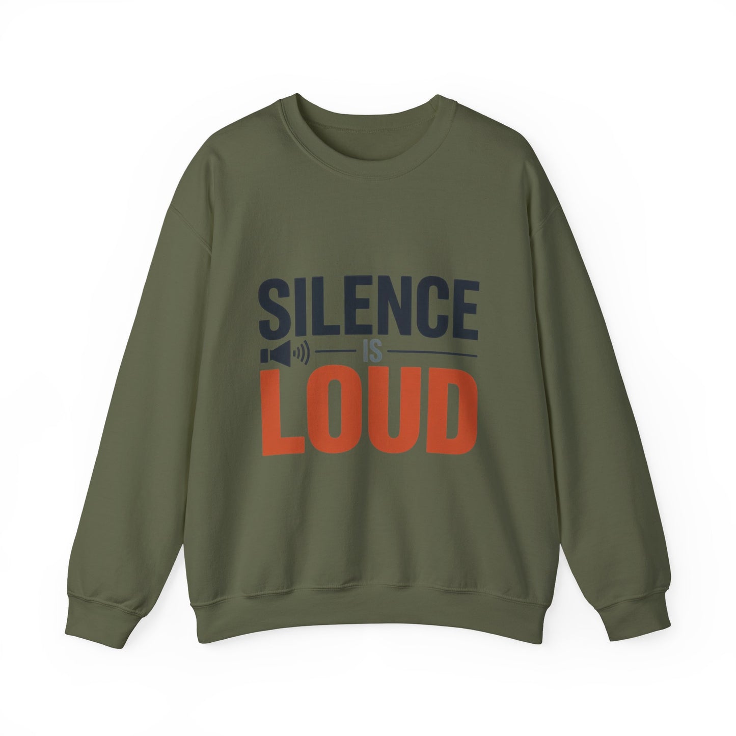 Mens Heavy Blend™ Crewneck Sweatshirt, Silence Is Loud Motivational Mens Sweatshirt