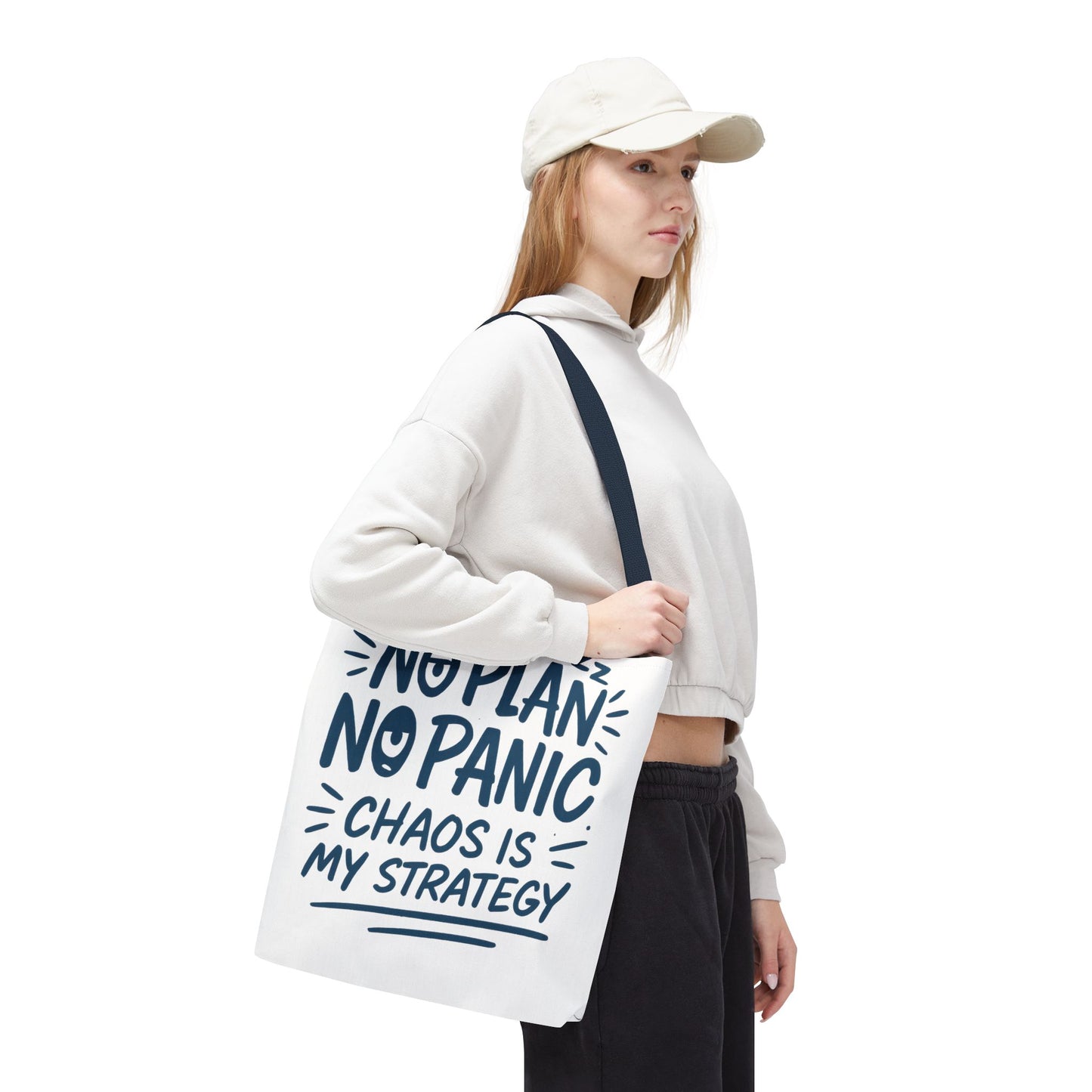 Funny Quote Tote Bag, Reusable Grocery Bag, Gift for Students, Beach Tote, Everyday Tote, Chaos Strategy Bag, Unique Shopping Bag
