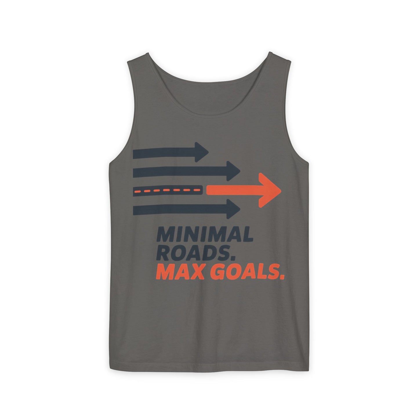 Mens Garment-Dyed Tank Top, Minimal Roads Max Goals Motivational Mens Tank Top