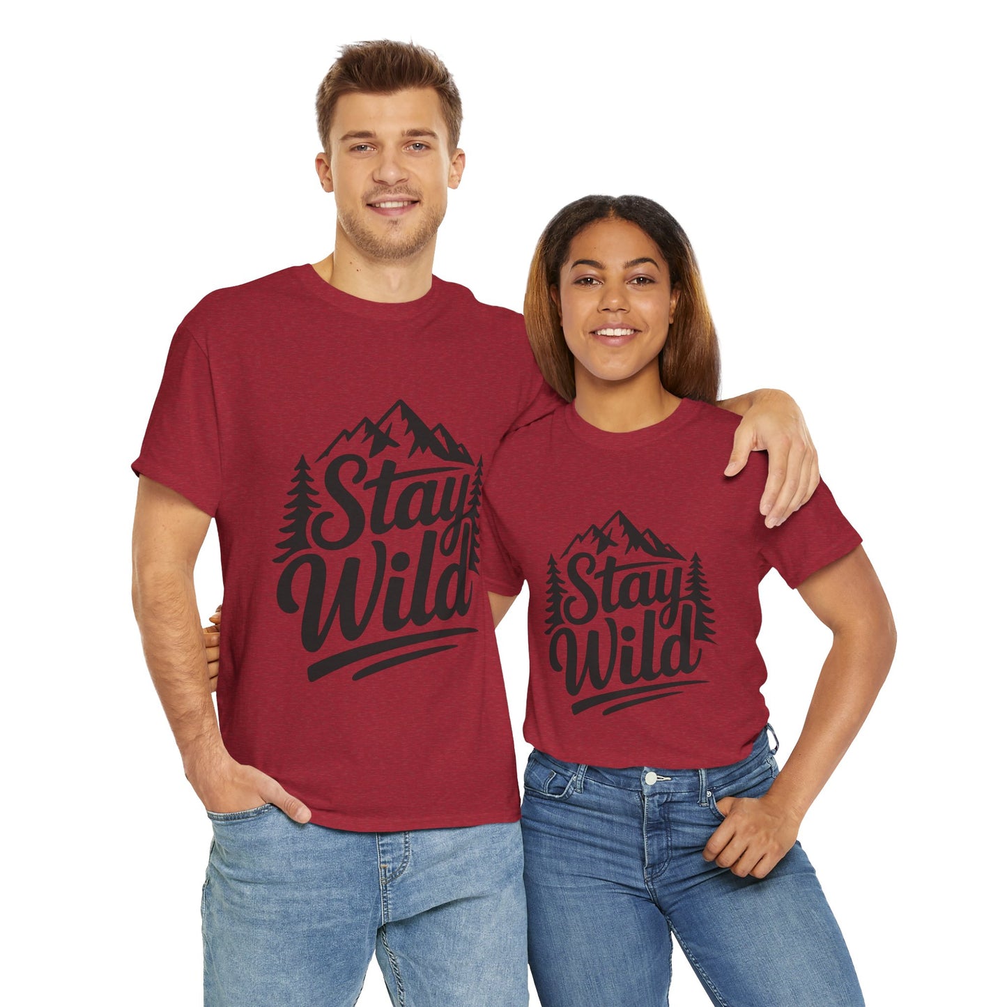 Stay Wild Adventure Tee, Unisex Heavy Cotton Tee for Nature Lovers, Camping, Hiking, Gifts for Outdoorsy Friends, Nature Graphic Tee