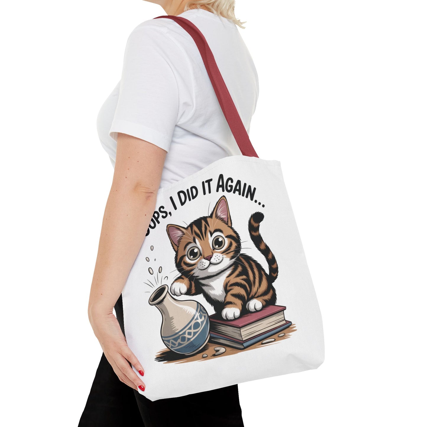 Cat-Themed Tote Bag, "Oops, I Did It Again", Perfect Gift for Cat Lovers, Pet Owners, Birthday, or Everyday Use, Large Tote Bag, beach bag