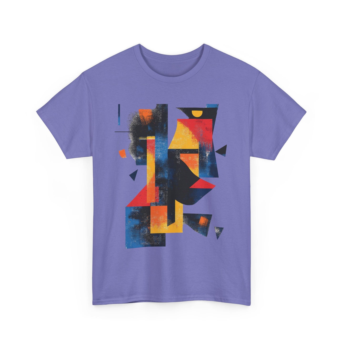 Abstract Geometric Art T-Shirt, Colorful Unisex Heavy Cotton Tee, Modern Artistic Shirt, Bold Graphic Print Tee