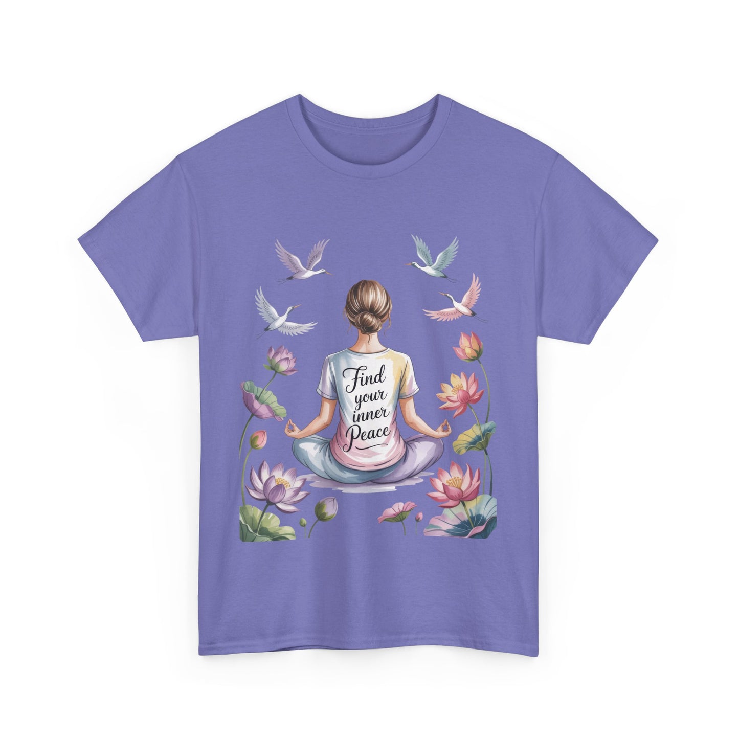 Find Your Inner Peace Womens Heavy Cotton Tee, Motivational Shirt, Meditation Apparel, Relaxation Gift, Casual Wear, Mindfulness Tee