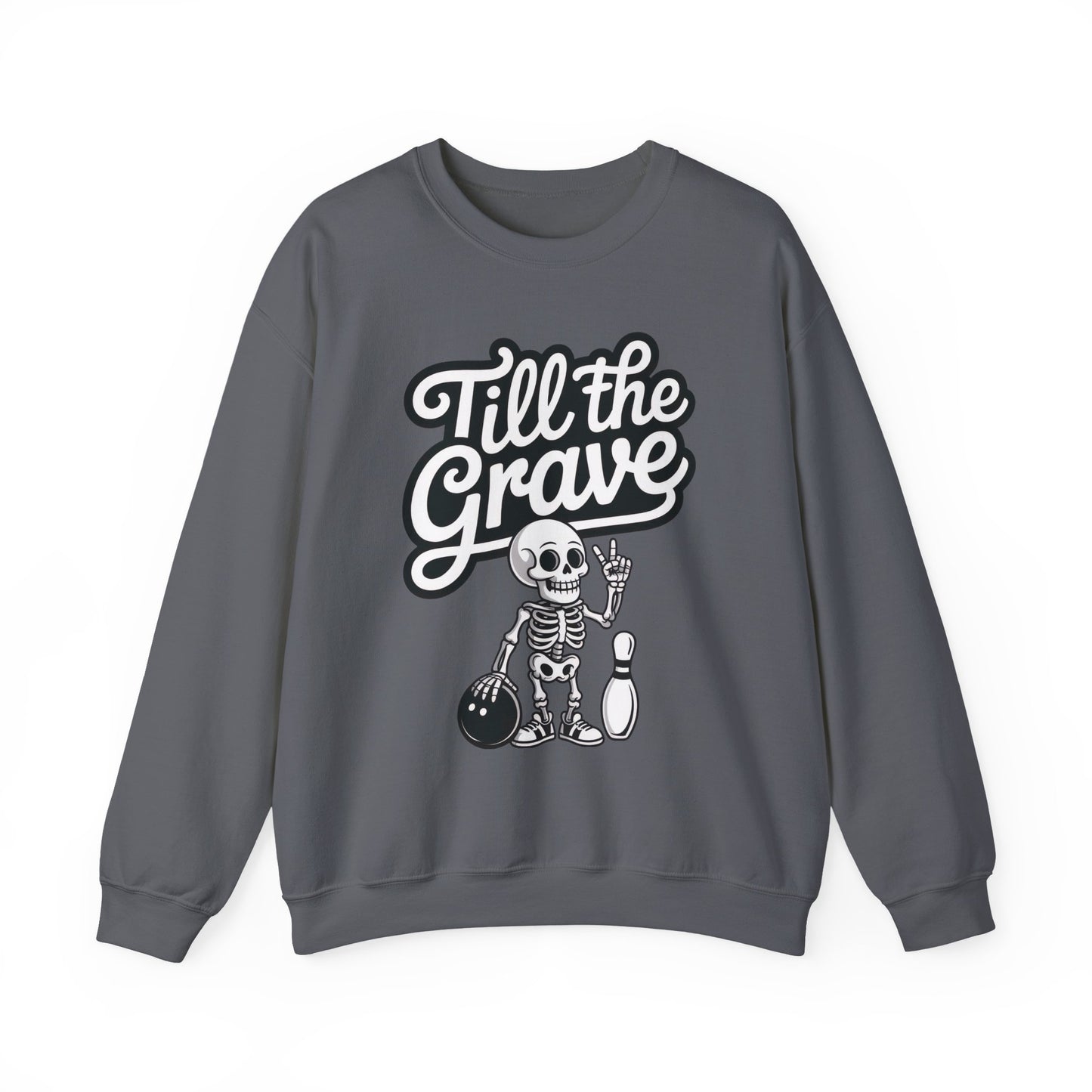 Funny Skeleton Bowling Mens Pullover, Halloween Apparel, Funny Skeleton Bowling Shirt, Casual Mens Crewneck, Cool Bowler Skull Crewneck