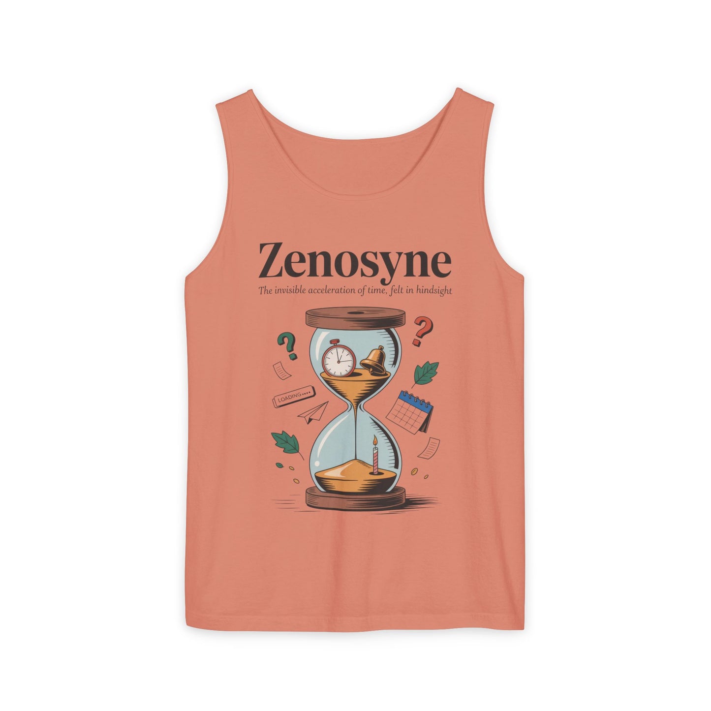 Zenosyne Tank Top, Unisex Garment-Dyed Tee, Time Awareness Gift, Casual Summer Wear, Philosophy Shirt, Unique Everyday Apparel