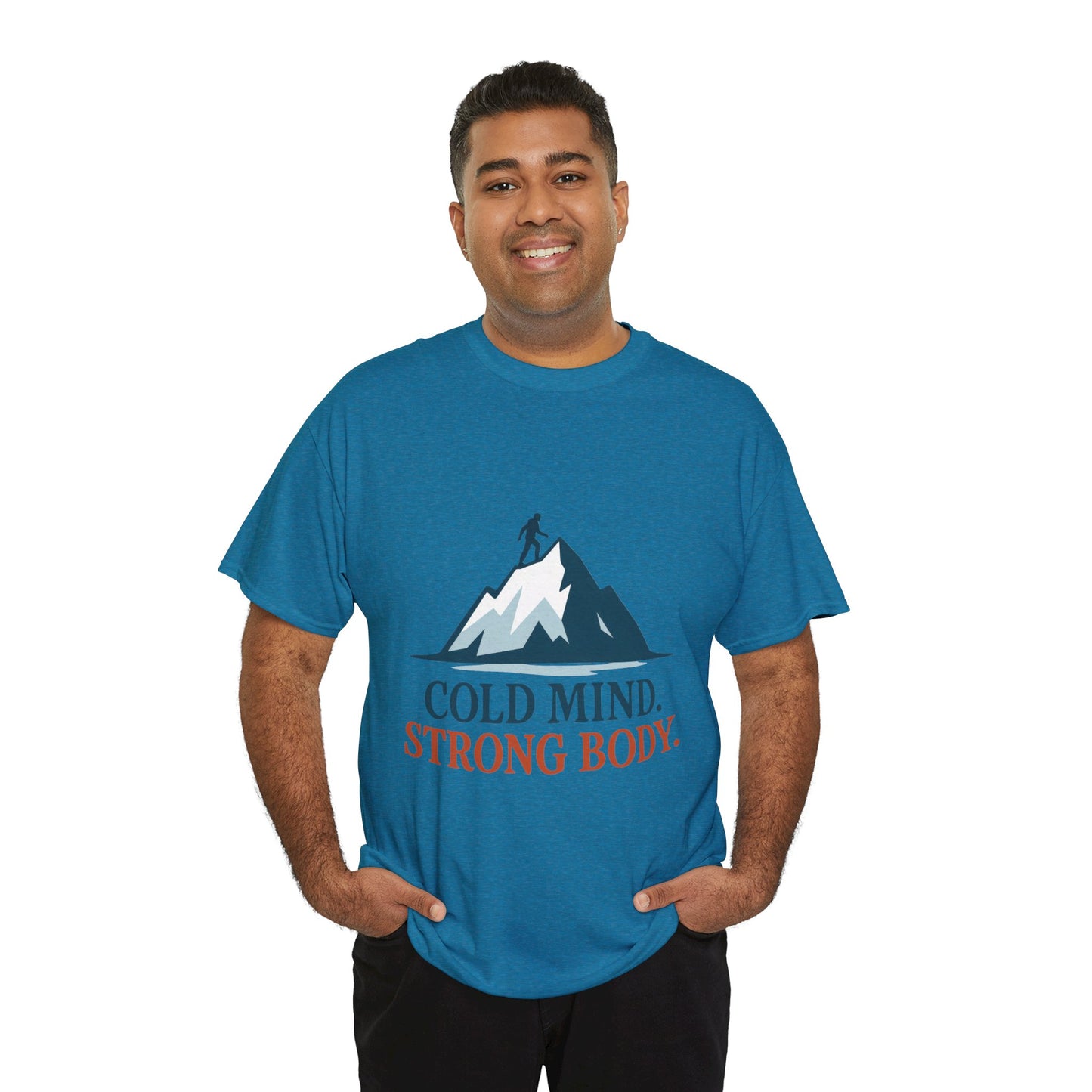 Cold Mind Strong Body Mens T-Shirt, Nordic Minimalist Mountain Hiking Tee