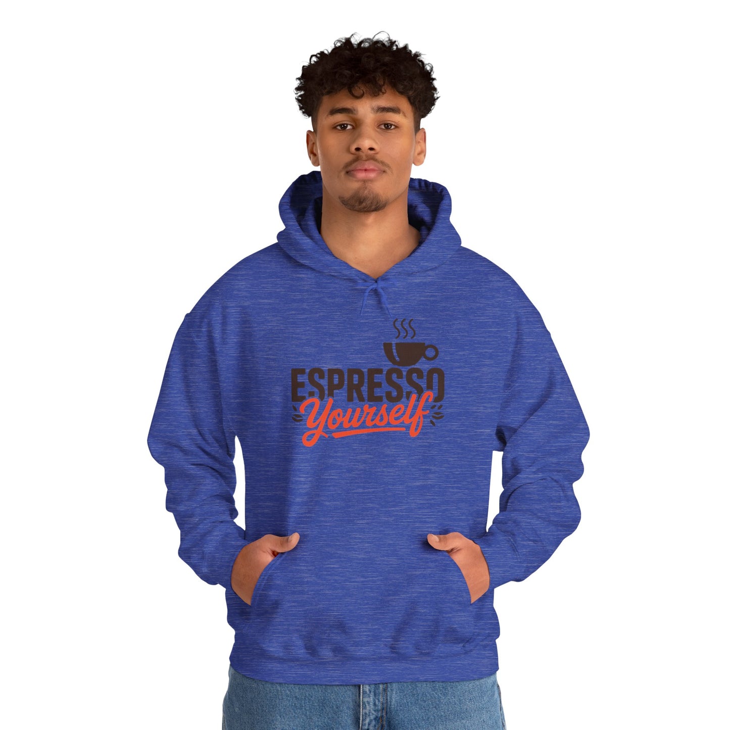Men's Heavy Blend™ Hooded Sweatshirt, Espresso Yourself Mens Hoodie, Coffee Lover Funny Graphic Pullover