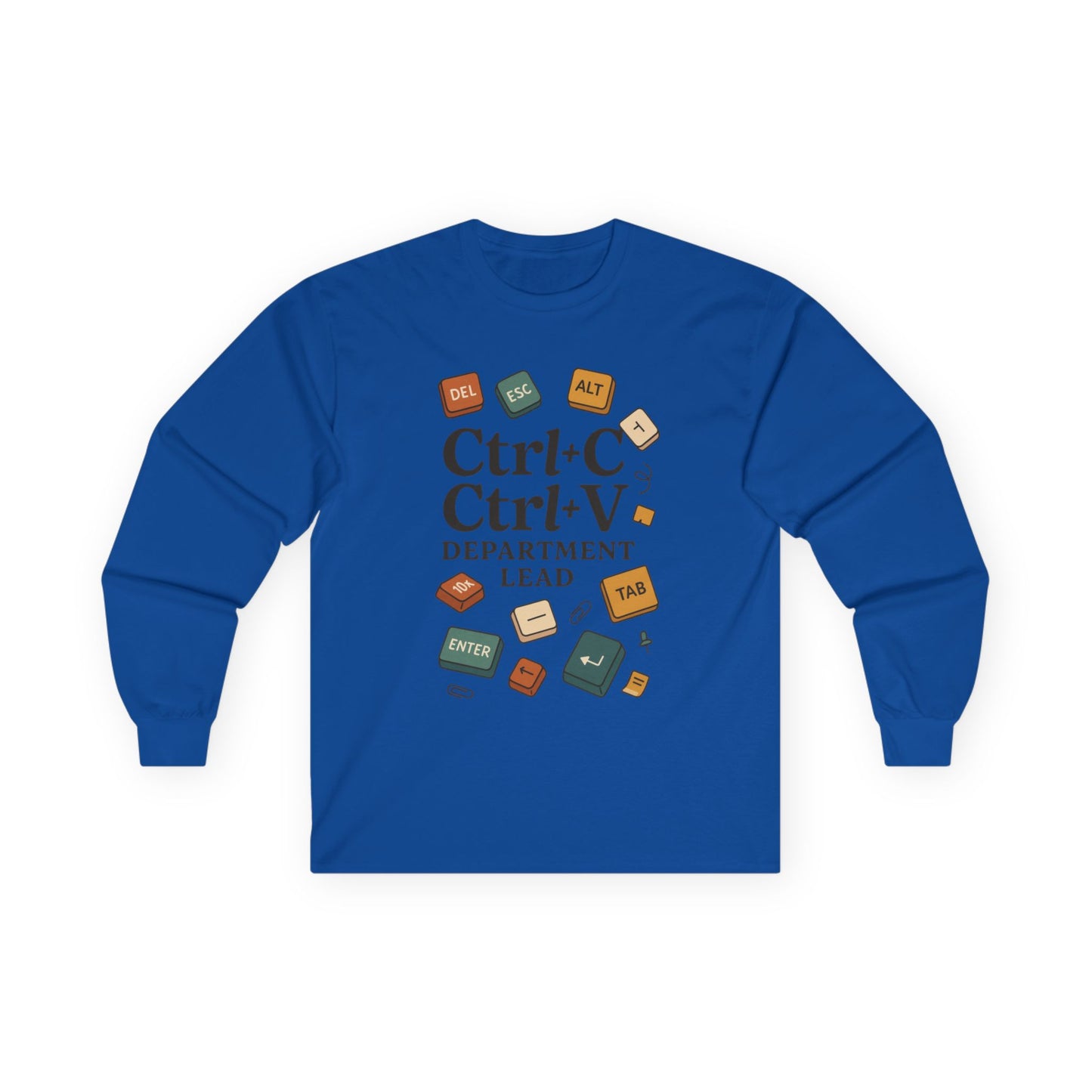 Graphic Long Sleeve Tee, Ctrl+C Ctrl+V Department Lead, Funny Office Humor Shirt, Programmer Gift, Tech Nerd Tee, IT Department Apparel