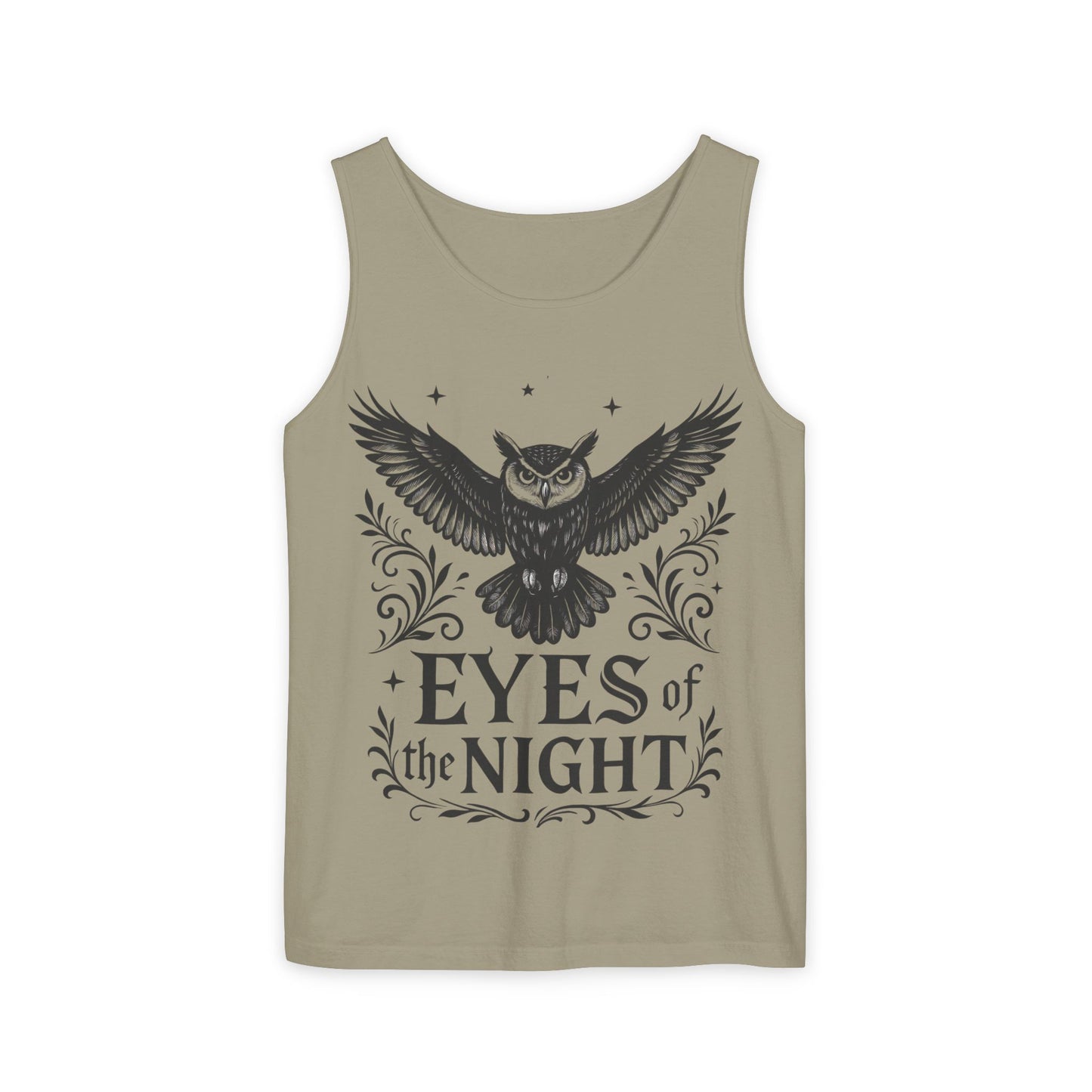 Eyes of the Night Owl Tank Top, Mens Summer Wear, Boho Aesthetic, Festival Outfit, Nature Lover Gift, Halloween Apparel