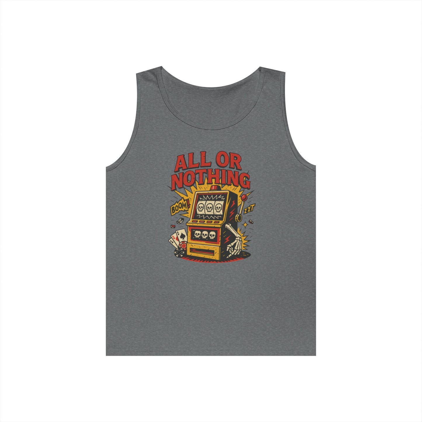 Retro Casino Vibes Tank Top, All or Nothing Design, Gift for Gamers, Poker Lover Gift, Gaming Apparel, Slot Machine Graphic