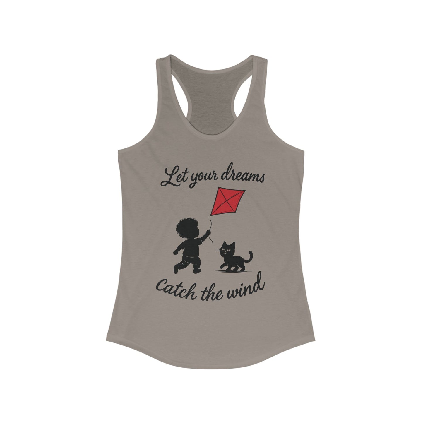 Inspirational Women's Racerback Tank - "Let Your Dreams Catch the Wind" - Motivational Workout Top, Summer Wear, Gift for Dreamers