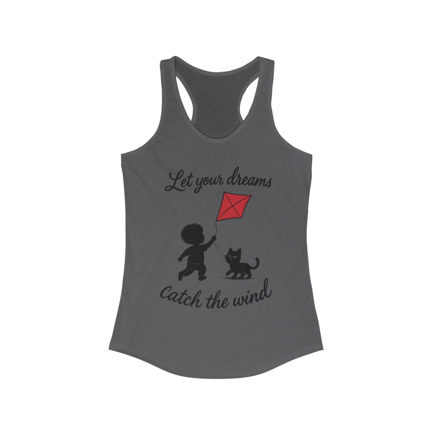 Inspirational Women's Racerback Tank - "Let Your Dreams Catch the Wind" - Motivational Workout Top, Summer Wear, Gift for Dreamers