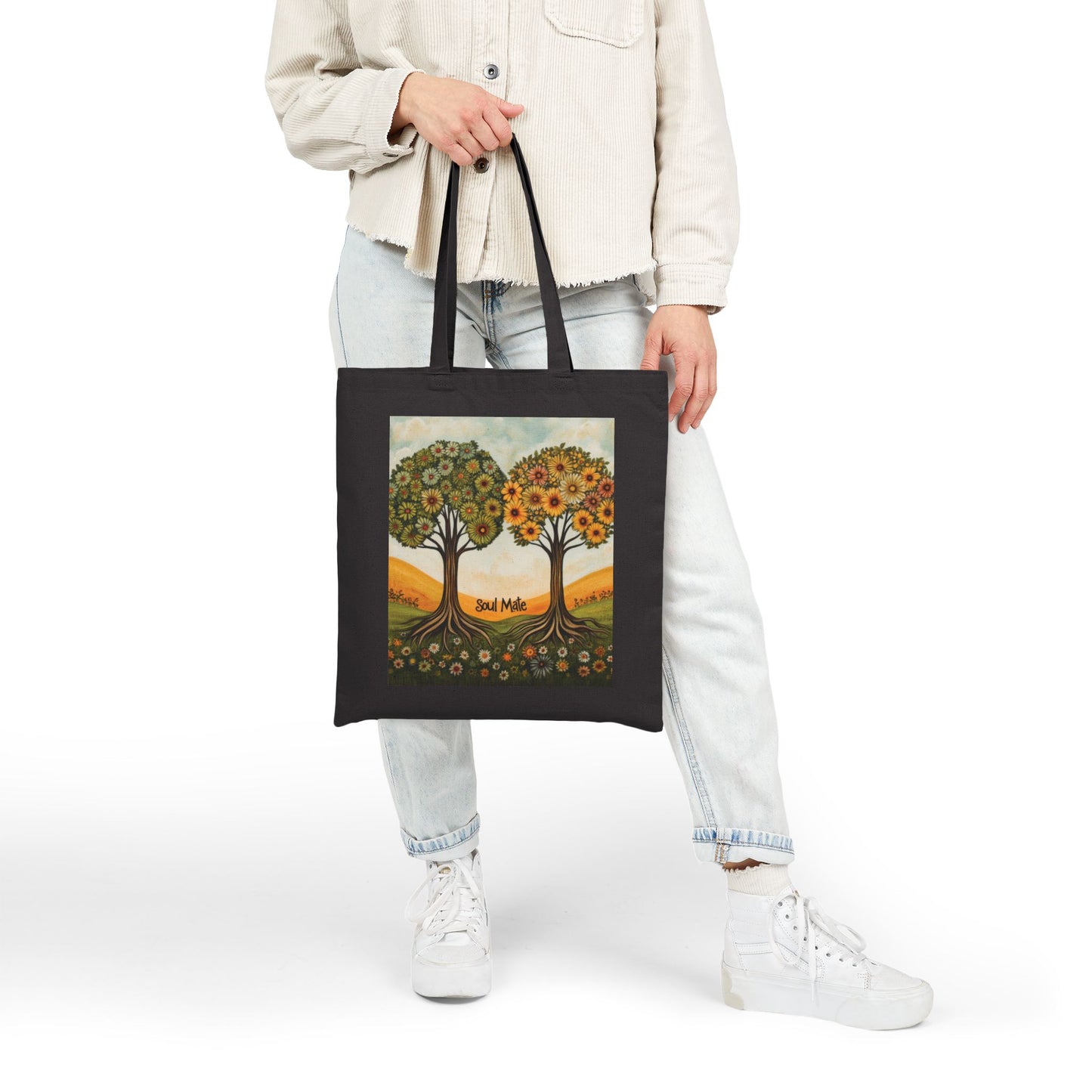 Soul Mate Canvas Tote Bag, Eco-Friendly Shopping Bag, Gift for Friends, Beach Tote, Artwork Design, Reusable Bag