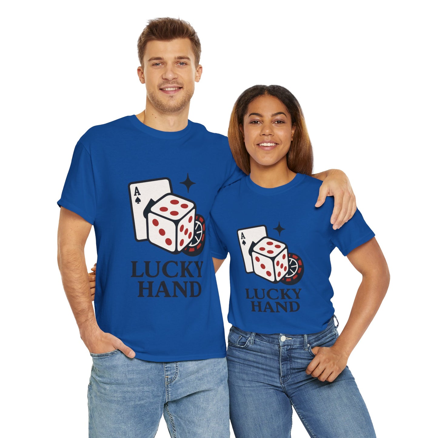 Lucky Hand Unisex Heavy Cotton Tee, Gambling Shirt, Casino Wear, Good Luck Gift, Poker T-Shirt, Casual Vintage Style