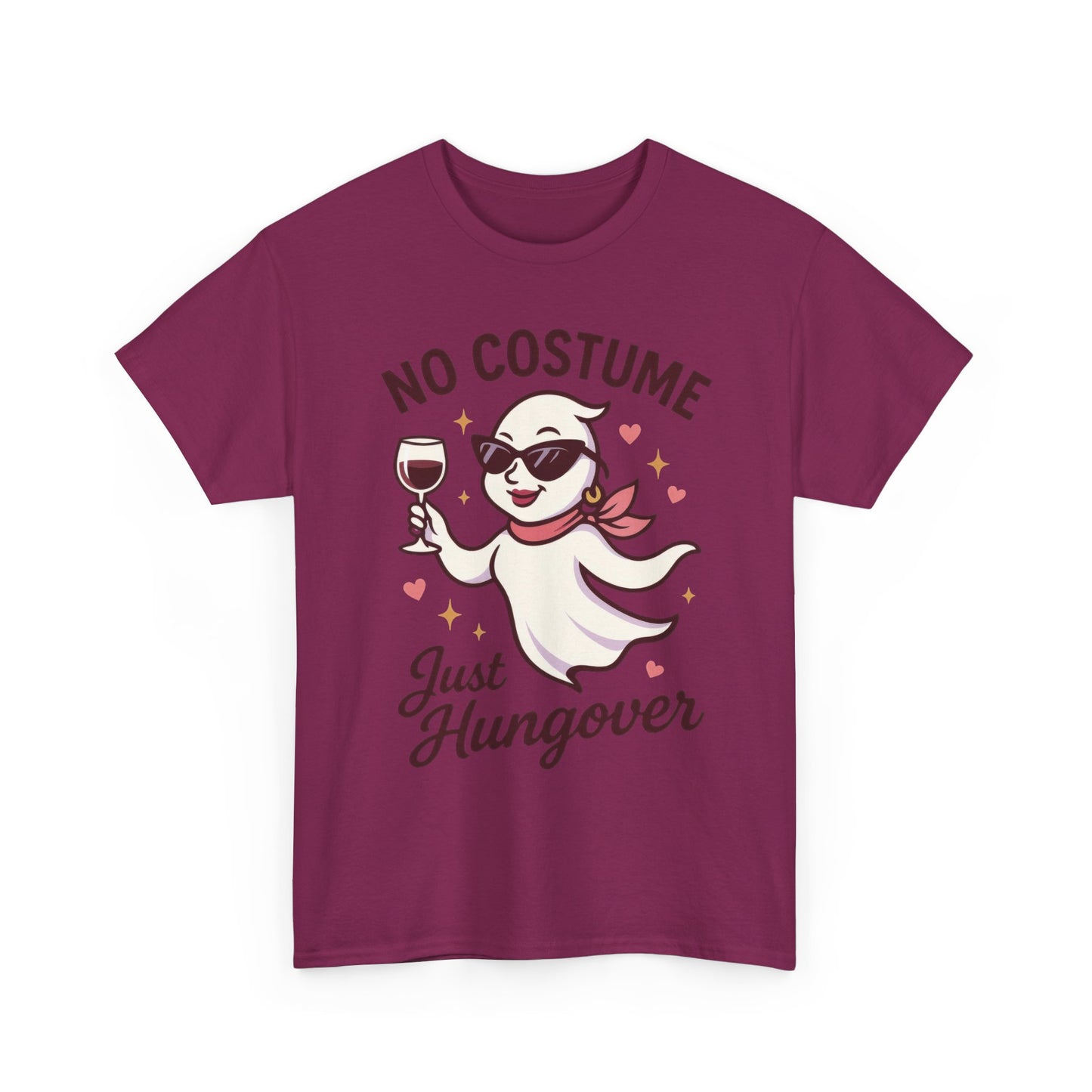 No Costume Just Hungover Women's T-Shirt, Funny Ghost Wine Halloween Party Graphic Tee