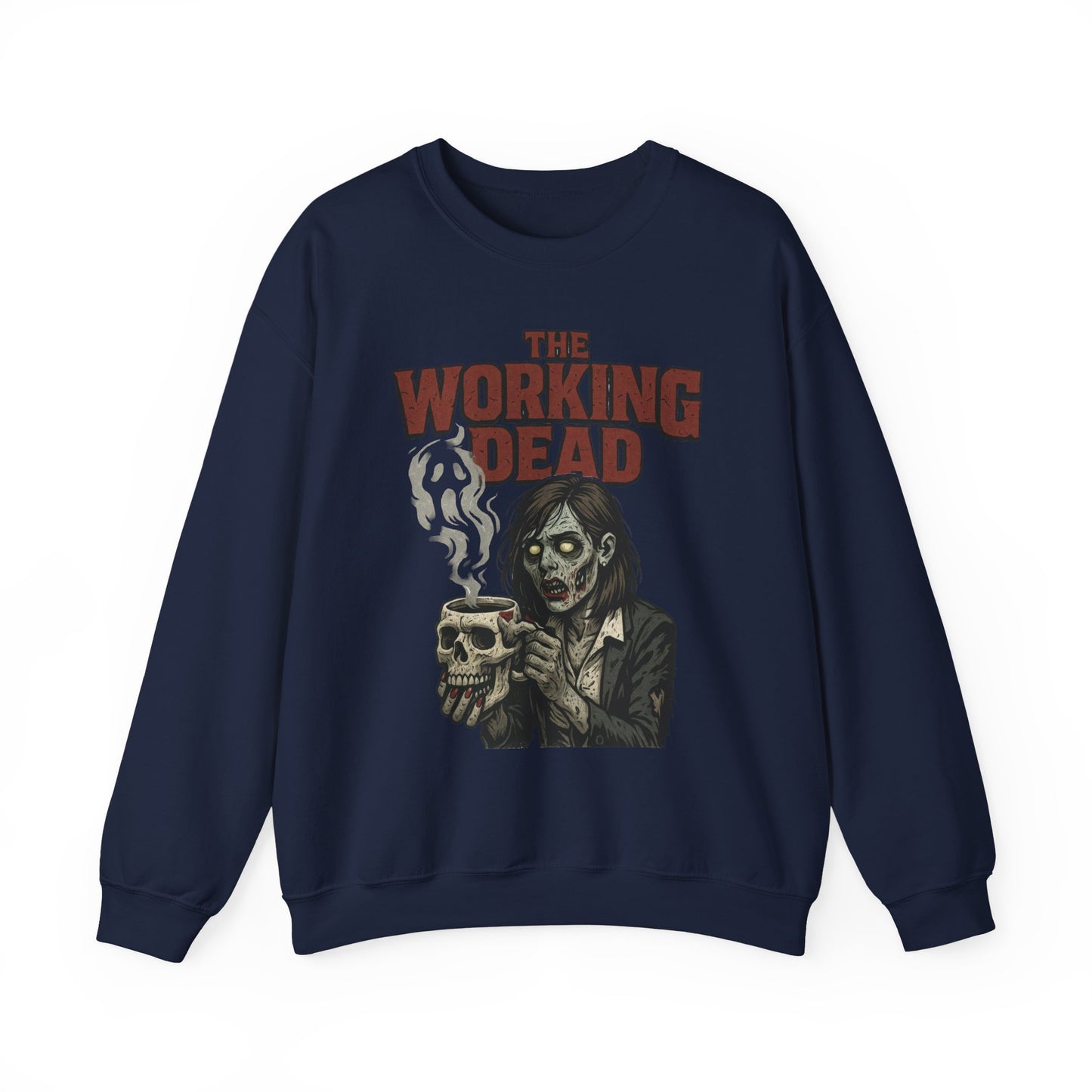 The Working Dead Women's Zombie Sweatshirt, Halloween Zombie Top, Work Humor Sweatshirt, Women's Heavy Blend™ Crewneck Sweatshirt