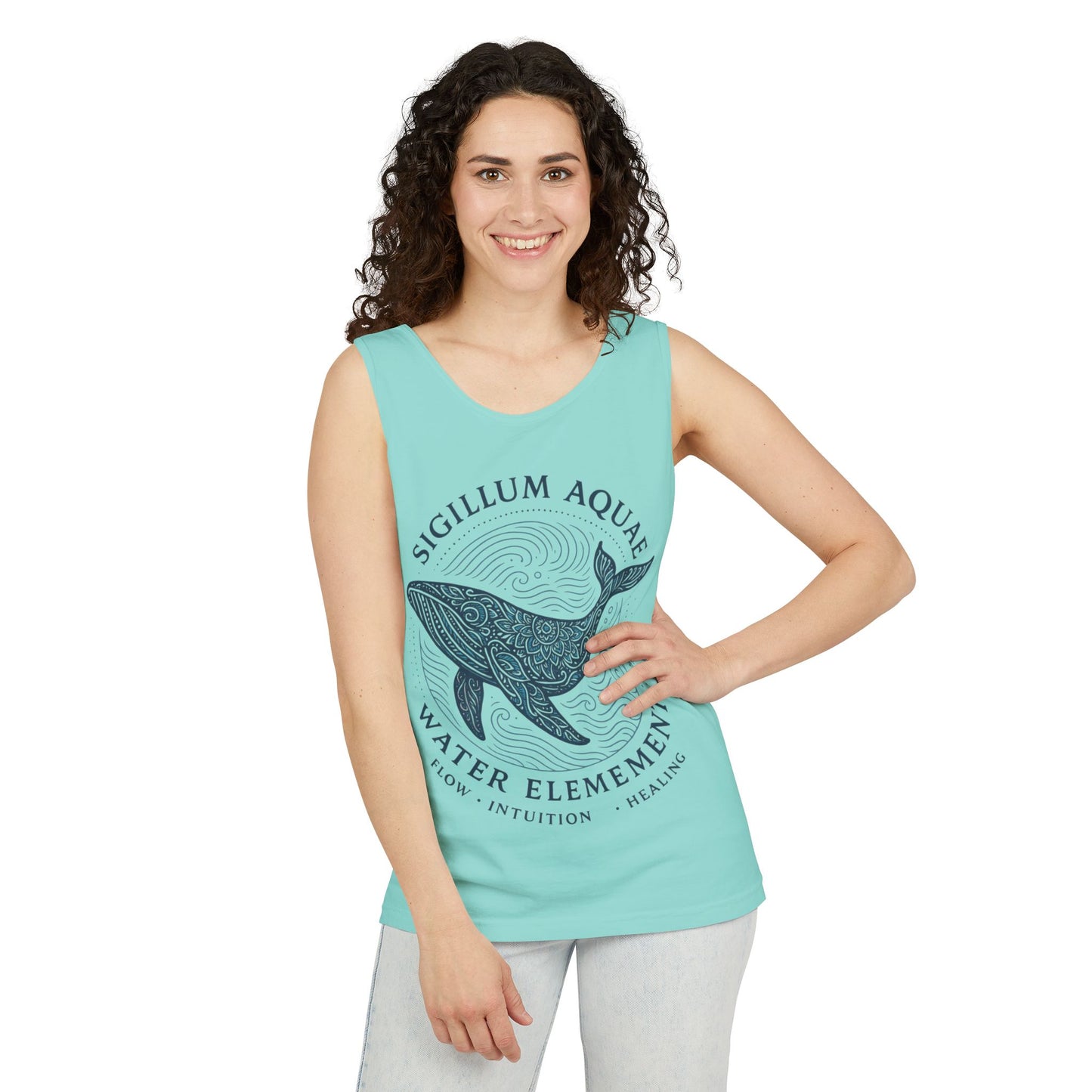 Water Element Whale Tank Top, Sigillum Aquae Symbol, Spiritual Ocean Totem Tee, Nature Energy Tee, Beachwear, Mindfulness Fashion