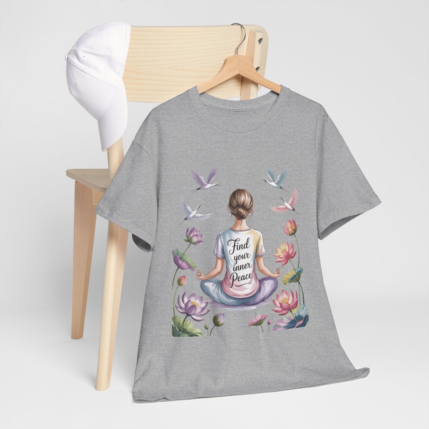 Find Your Inner Peace Womens Heavy Cotton Tee, Motivational Shirt, Meditation Apparel, Relaxation Gift, Casual Wear, Mindfulness Tee
