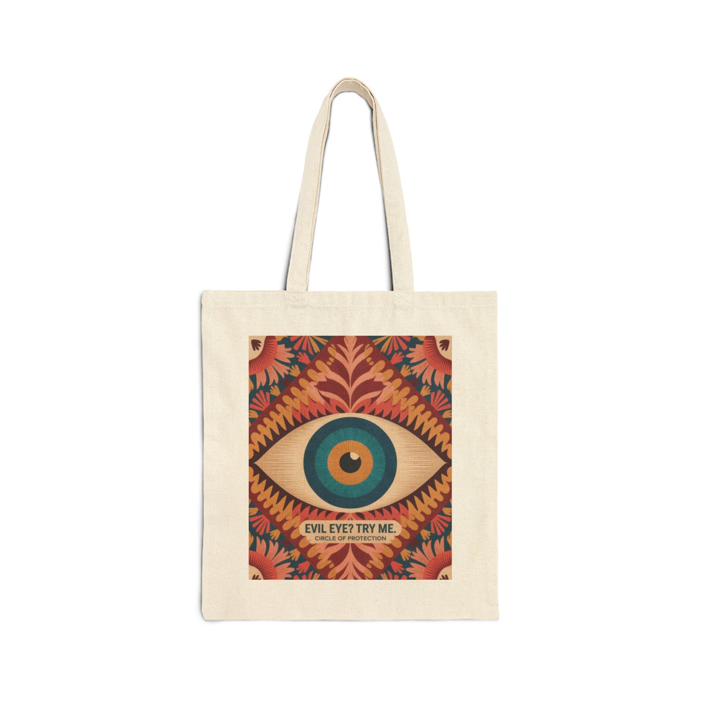 Vibrant Eye Design Canvas Tote Bag, Boho Shopper, Eco-Friendly Grocery Bag, Gift for Art Lovers, Sustainable Fashion