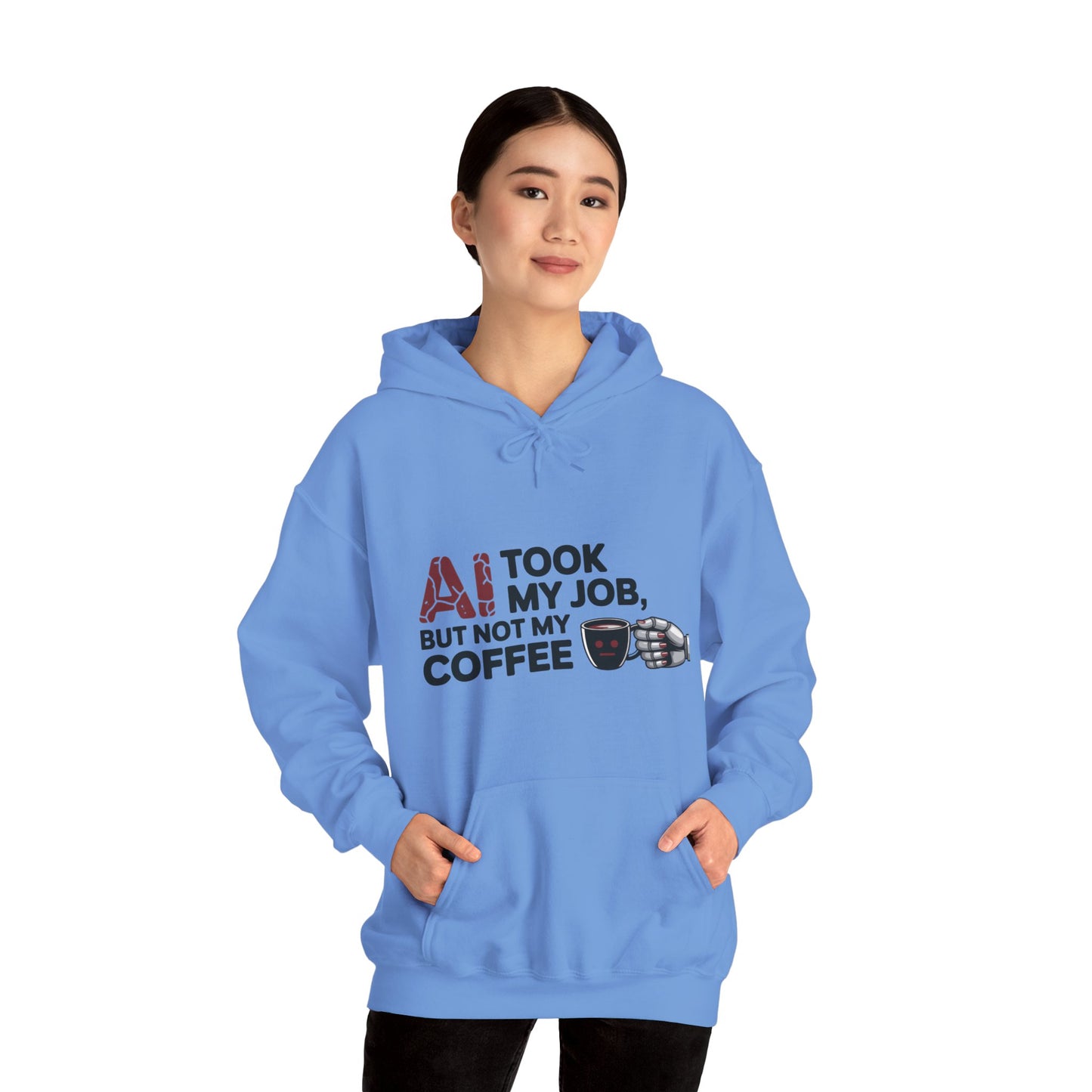 Women's AI Coffee Hoodie, Funny Robot Humor Pullover, Geek Job Joke Sweatshirt Gift, Sarcastic Work Shirt, Office Humor