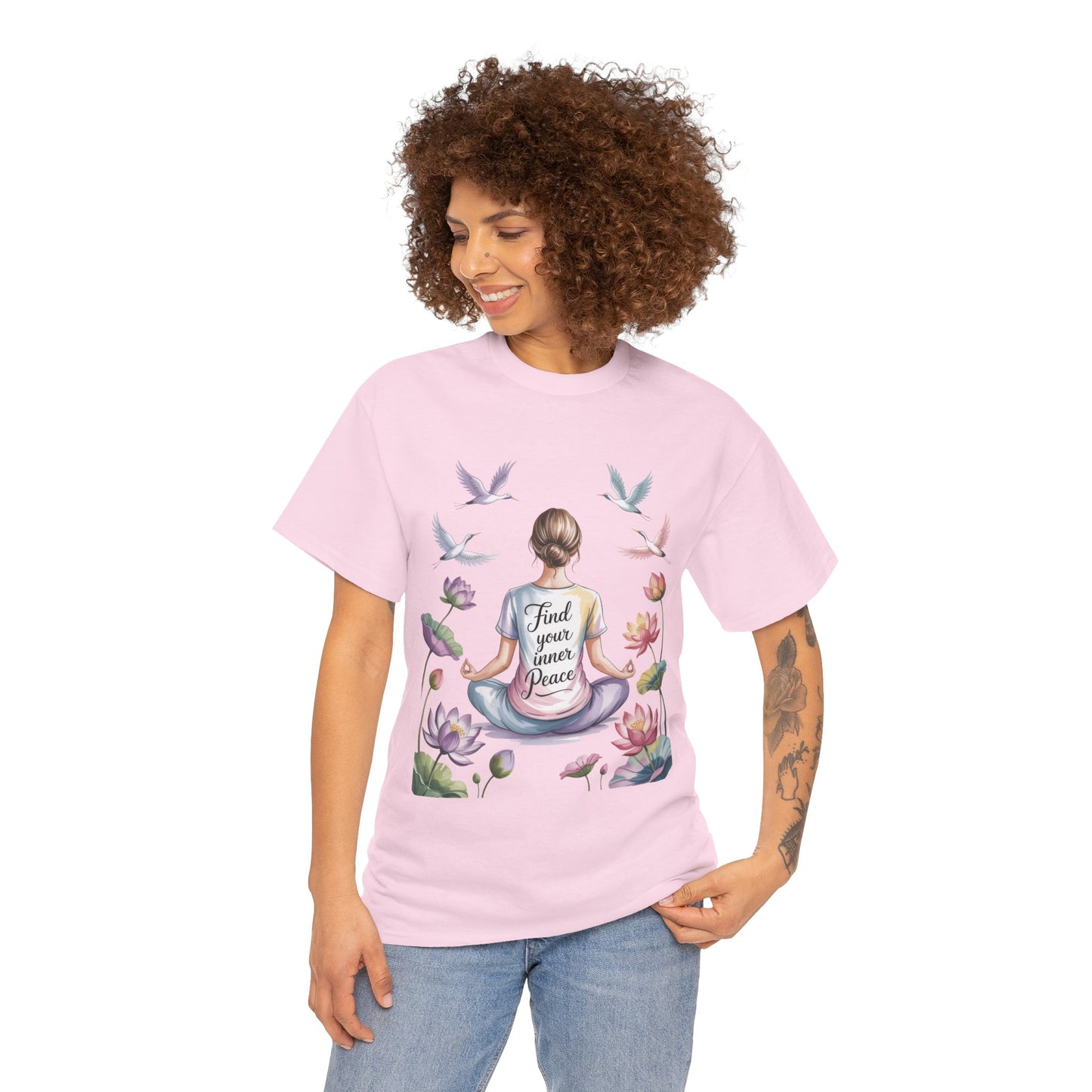 Find Your Inner Peace Womens Heavy Cotton Tee, Motivational Shirt, Meditation Apparel, Relaxation Gift, Casual Wear, Mindfulness Tee