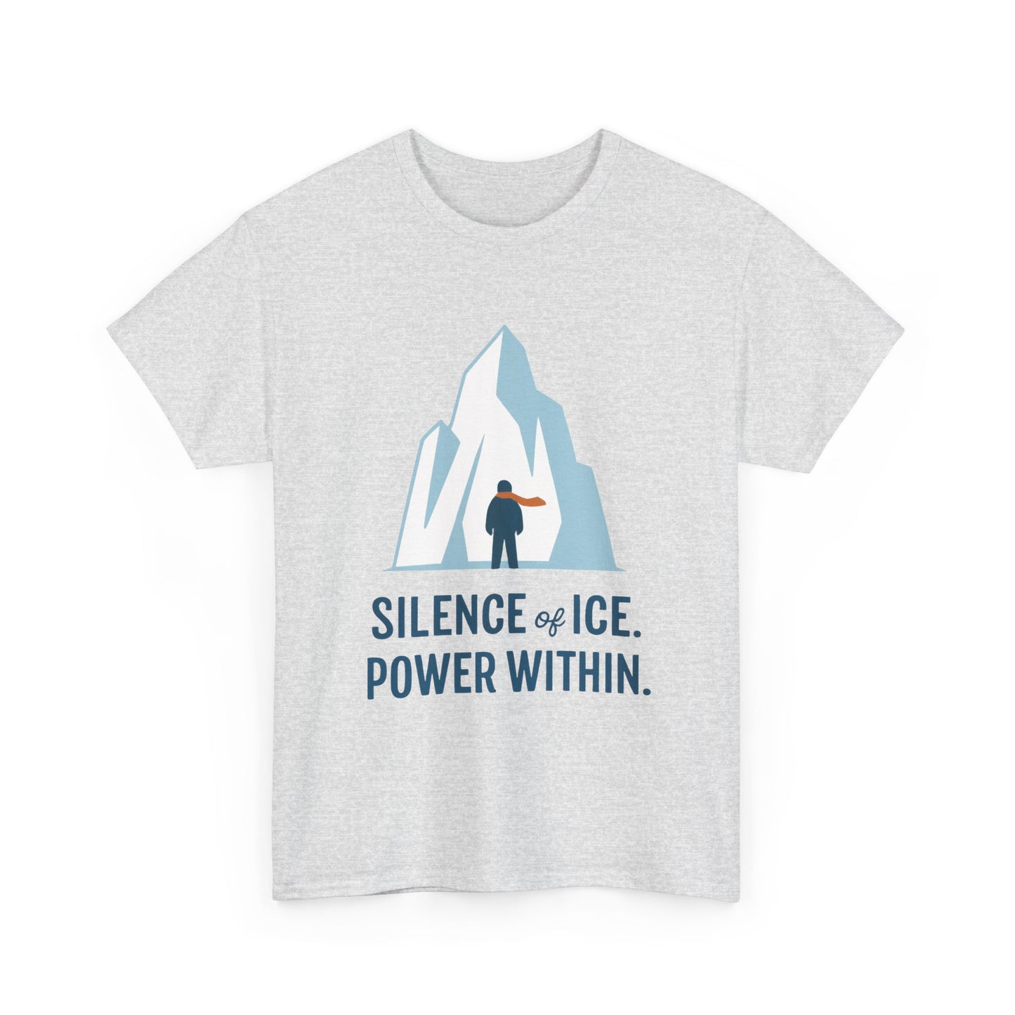 Silence of Ice Power Within Mens T-Shirt, Minimalist Nordic Iceberg Graphic Tee