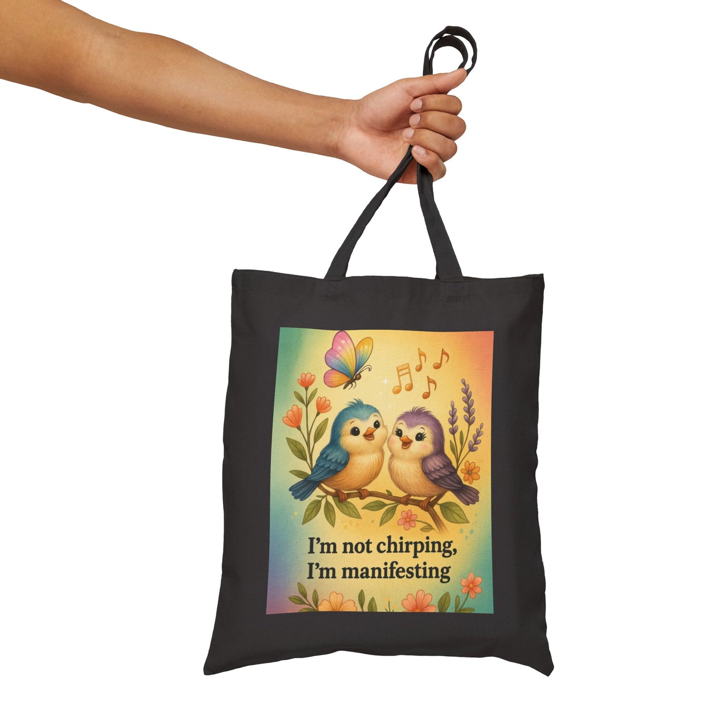 Manifesting Love Tote Bag, Cute Bird Design for Shopping, Eco-Friendly Gift, Spring/Summer Vibes, Perfect for Manifestation, Bird Lover's