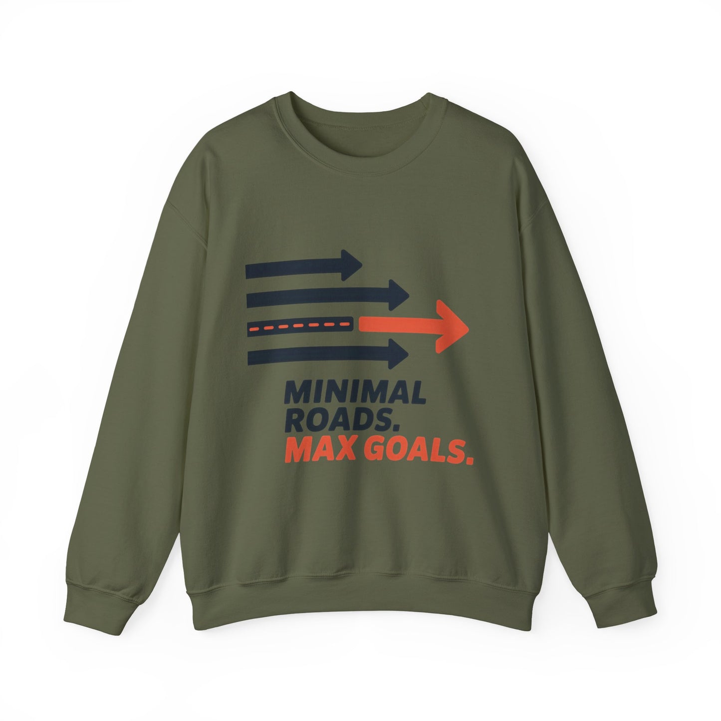 Mens Heavy Blend™ Crewneck Sweatshirt, Minimal Roads Max Goals Motivational Mens Sweatshirt
