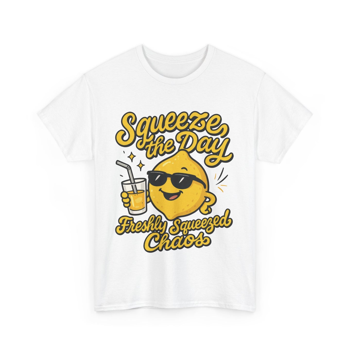 Funny Lemon Shirt for Women - Squeeze The Day Freshly Squeezed Chaos Tee - Cute Positive Citrus Graphic Tee, Fun Summer Tee for Beach Vibes