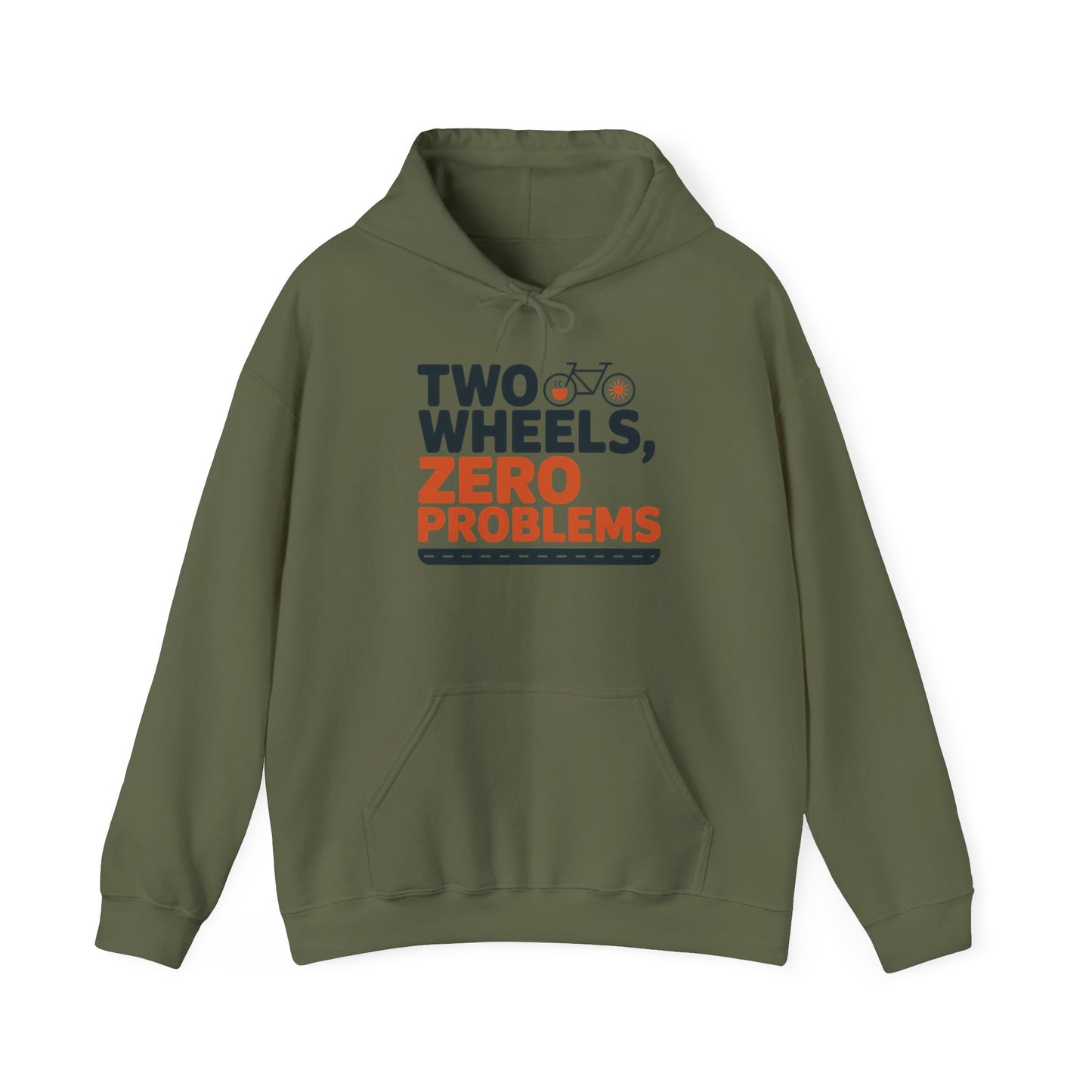 Men's Heavy Blend™ Hooded Sweatshirt, Two Wheels Zero Problems Mens Funny Cycling Hoodie, Cyclist Gift