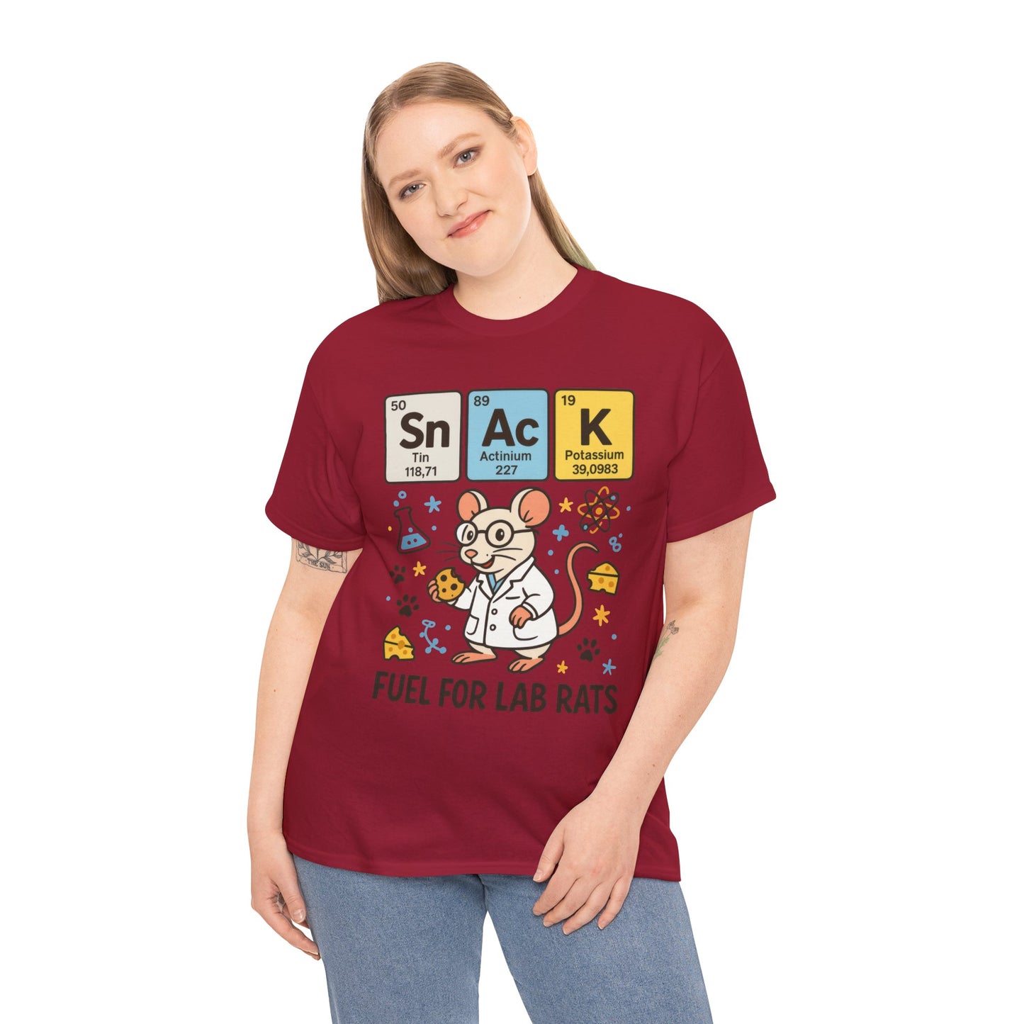 Funny Womens Science T-Shirt,Periodic Table Tee, Fuel for Lab Rats Nerdy Shirt, Gifts for STEM Lovers, Quirky Science Apparel