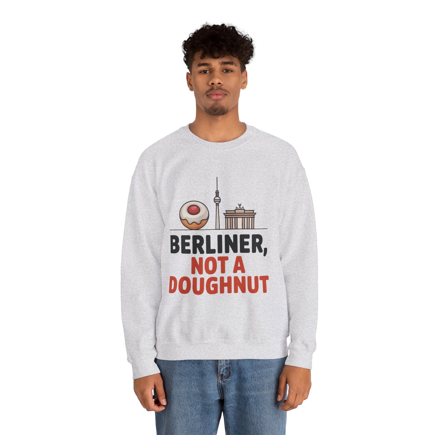Mens Heavy Blend™ Crewneck Sweatshirt, Berliner Not a Doughnut Funny Berlin Mens Sweatshirt