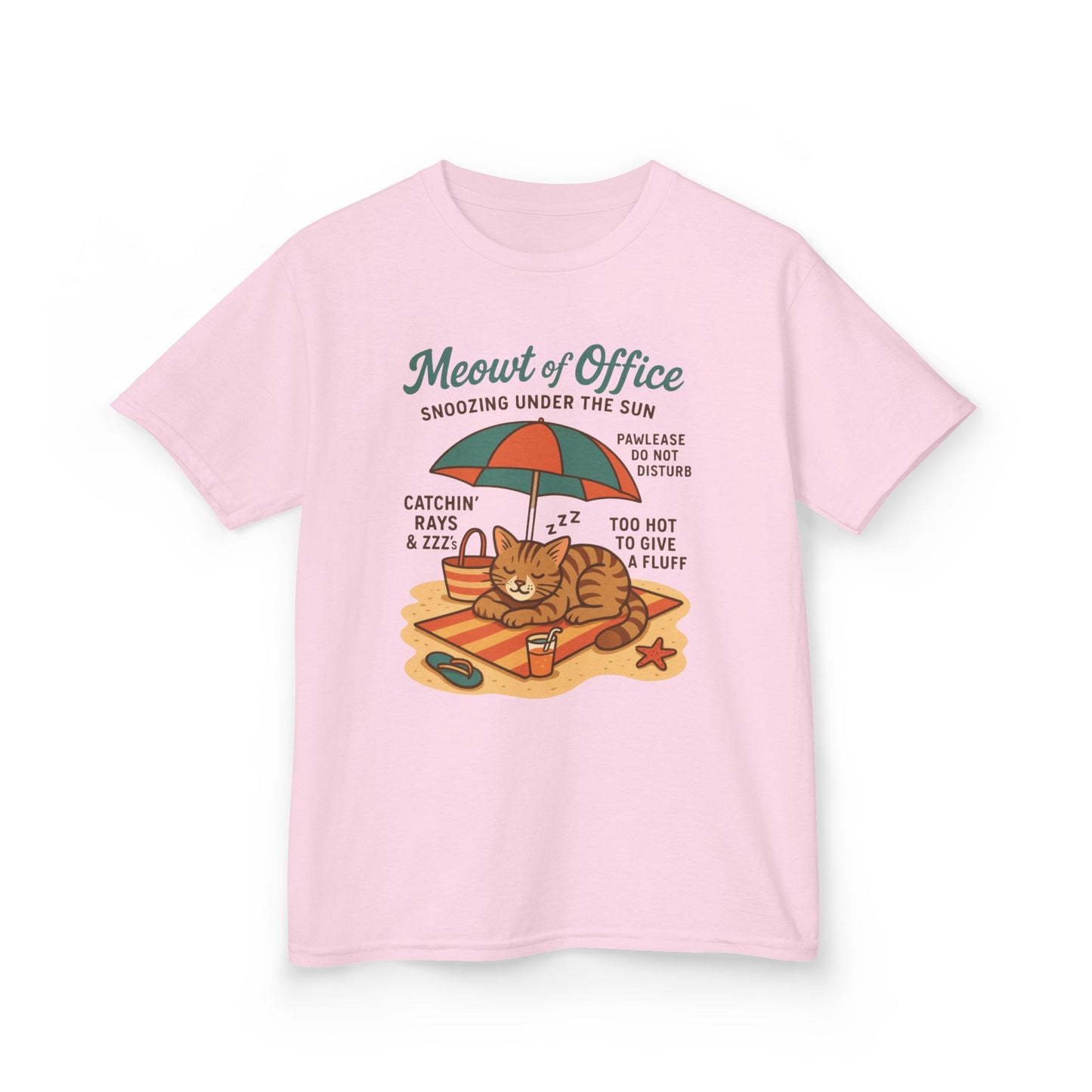 Kids Cat-Themed T-Shirt - Meowt of Office, Cute Summer Tee, Cat Lover Gift, Fun Playwear, Summer Beach Vacation Tee
