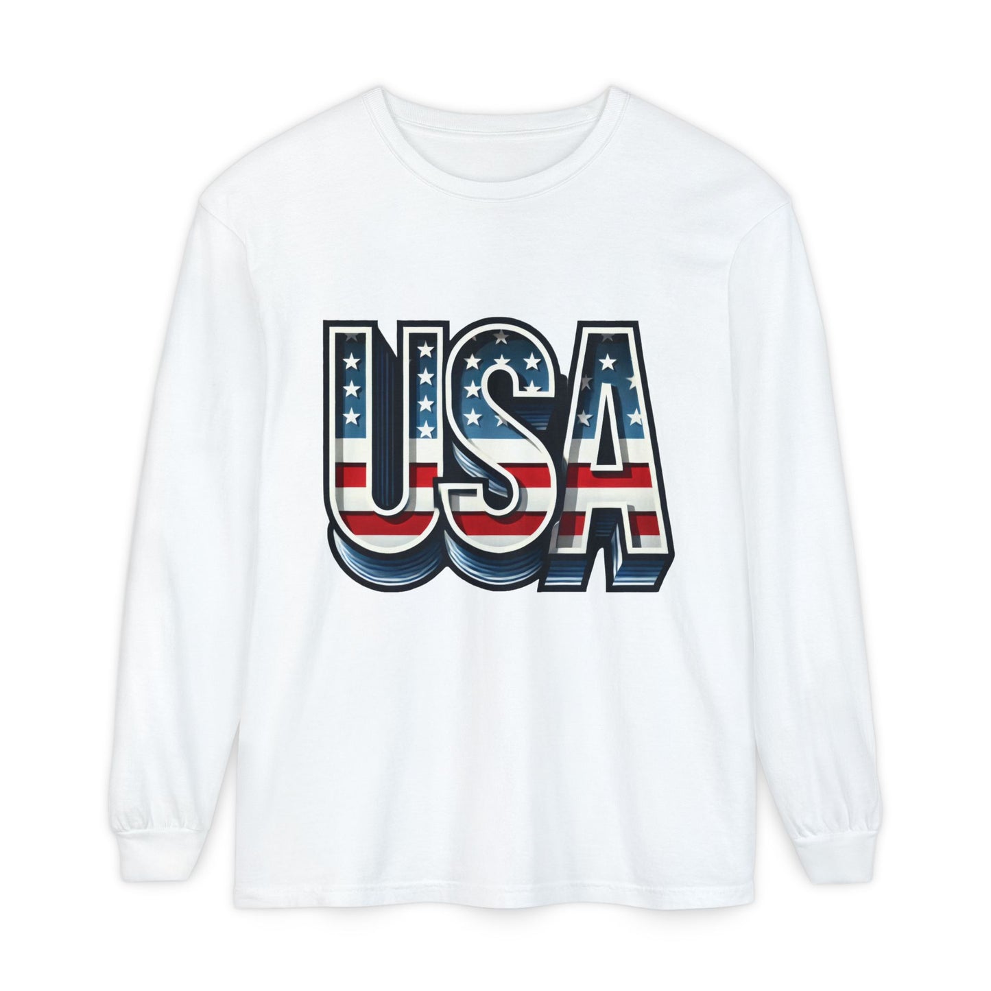 Patriotic Long Sleeve Unisex T-Shirt, USA Design, Unisex Tee for Independence Day, Memorial Day, Family Celebrations, Casual Wear