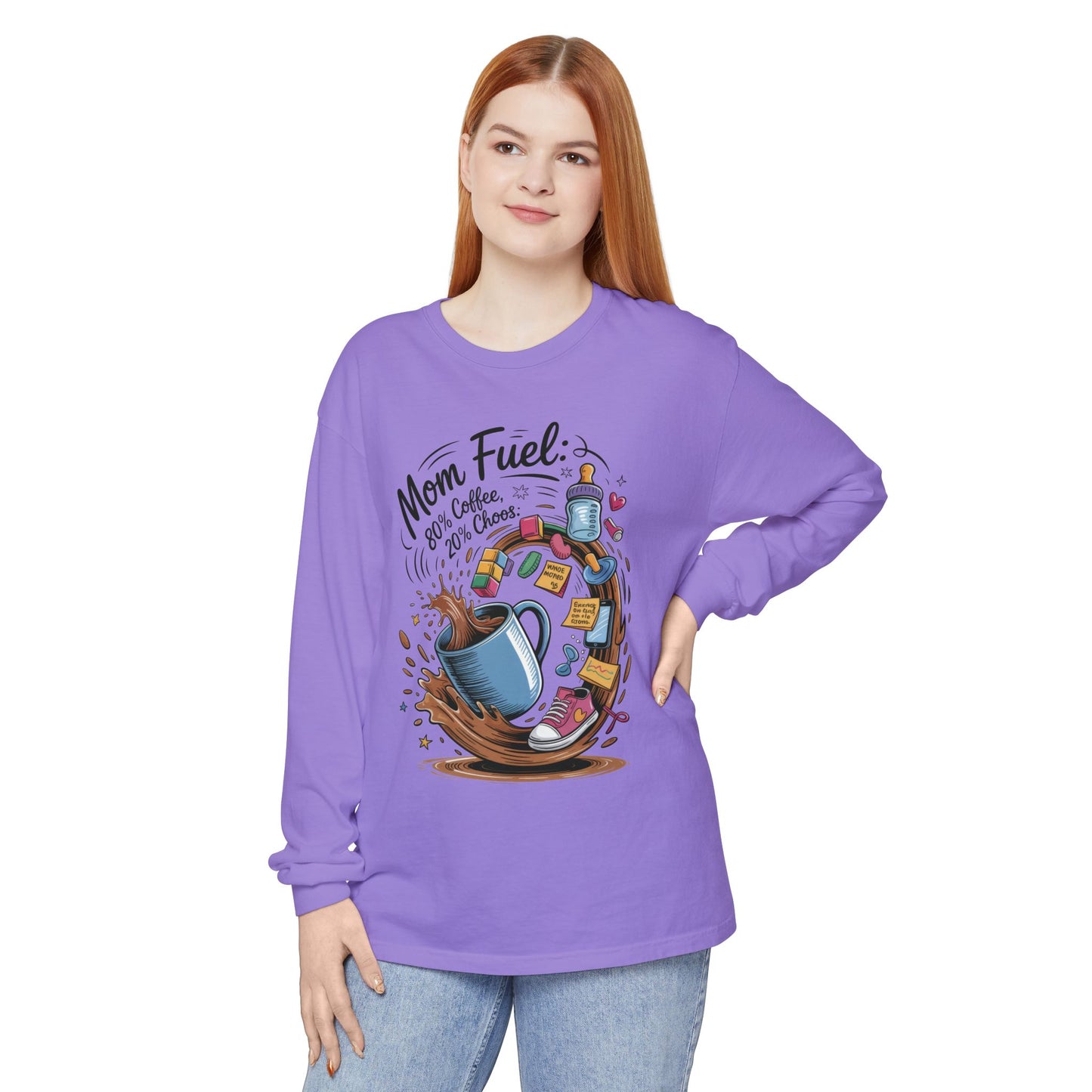 Mom Fuel Long Sleeve T-Shirt, Coffee Lovers Gift, Mother's Day Apparel, Cute Mom Shirt, Coffee Lover Mom Life Top, Coffee Lover's Tee