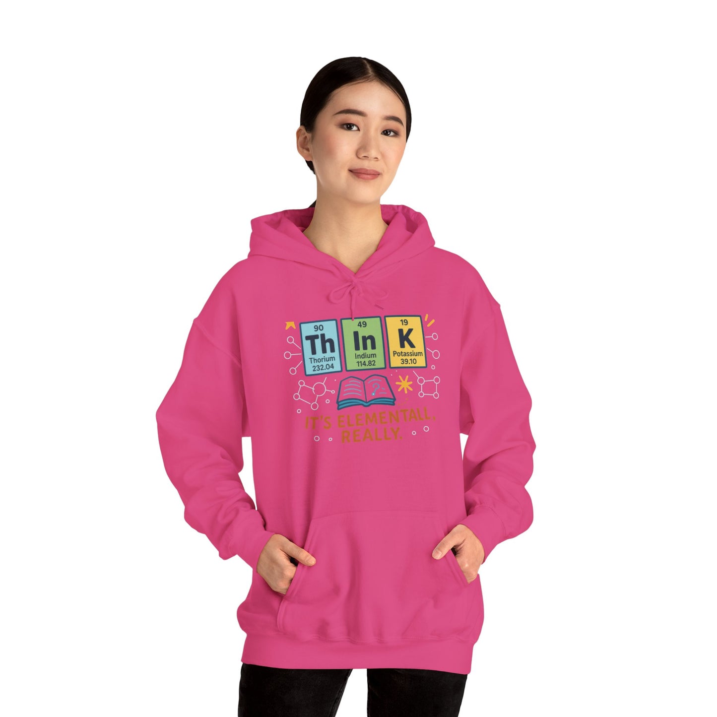 Think Hoodie for Women, Funny Chemistry Hoodie, Element of Humor Science Sweatshirt, Nerdy Gift for Her, Gift for Students, Science Lovers