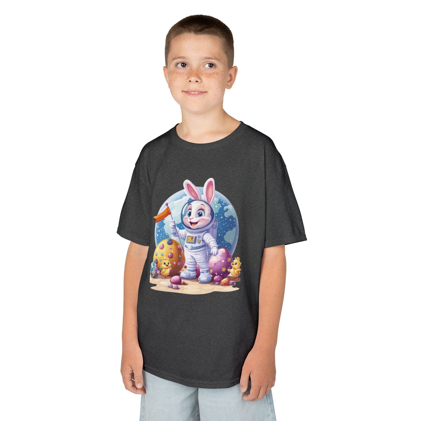 Kids Easter Astronaut Bunny T-Shirt, Space Bunny with Eggs, Galaxy Adventure Tee, Cute Bunny Gift for Boys and Girls