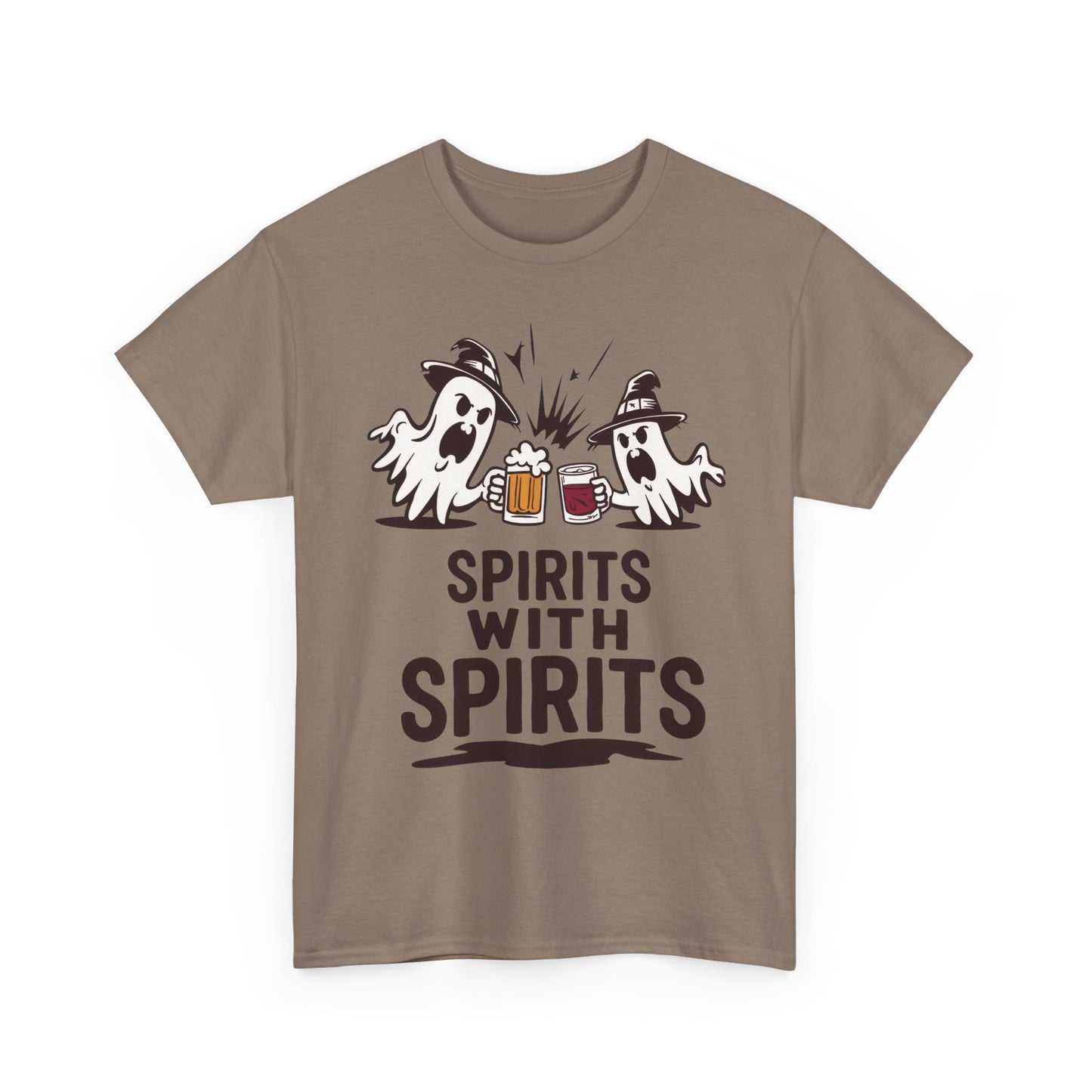 Spirits With Spirits Men's T-Shirt, Funny Ghost Drinking Halloween Party Graphic Tee