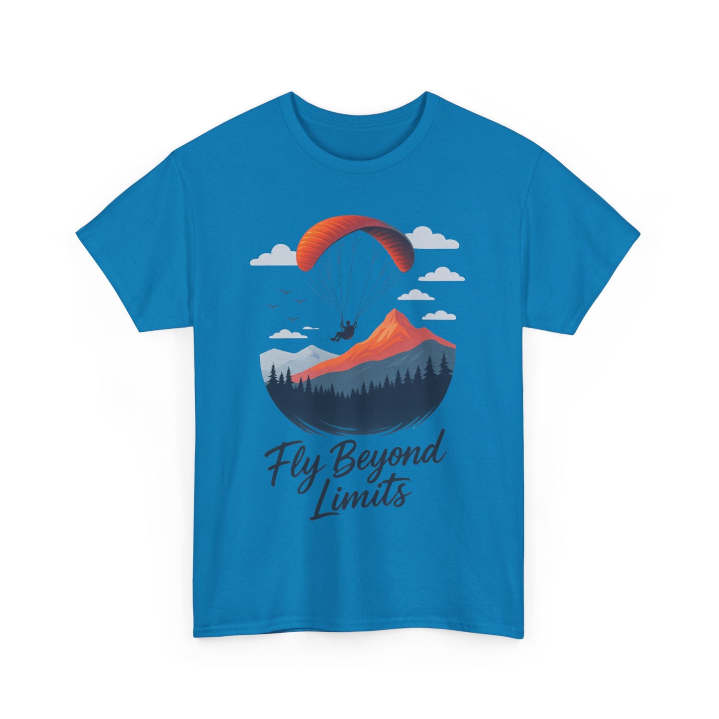 Paragliding Adventure T-Shirt, Mountain Landscape Tee, Nature Travel Lover Shirt, Outdoor Hiking Gift, Unisex Heavy Cotton Tee