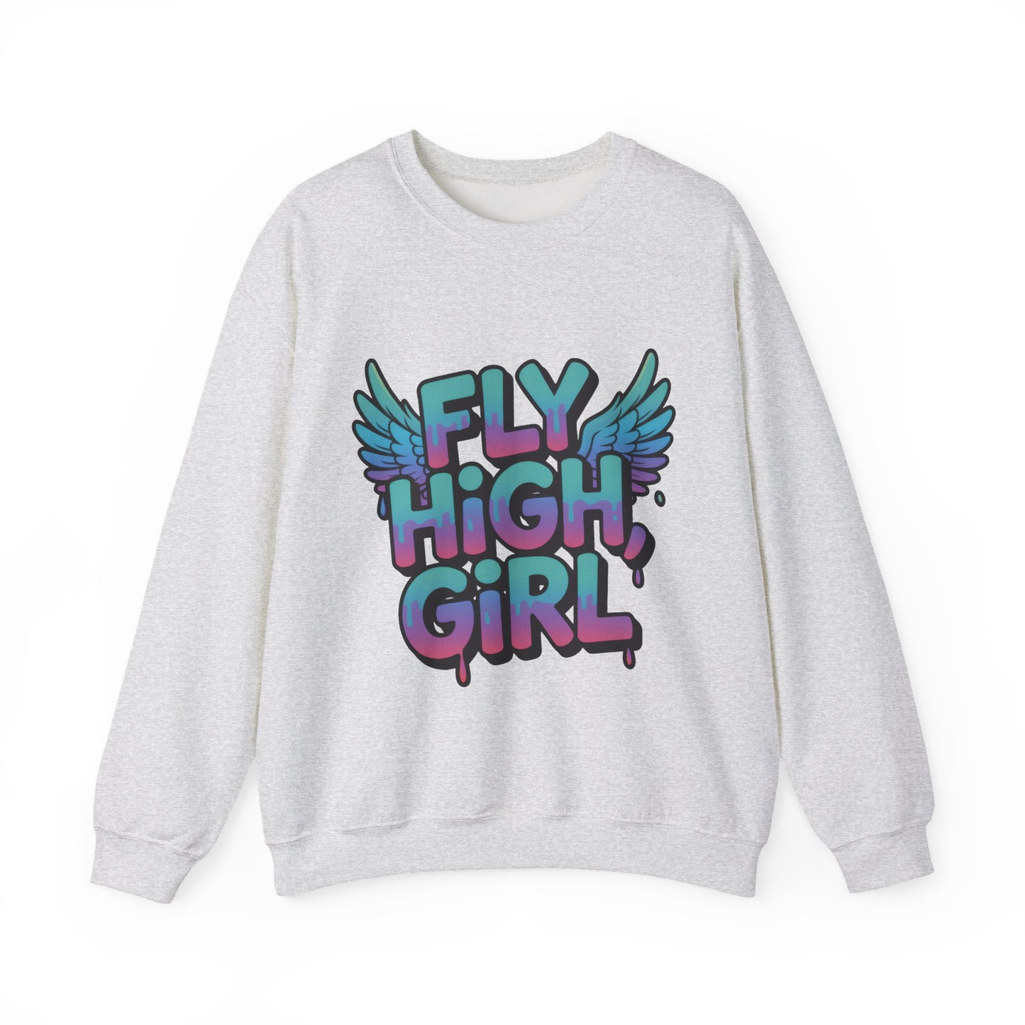 Women's Sweatshirt Fly High Girl, Graffiti Drip Angel Wings Streetwear Pullover Top