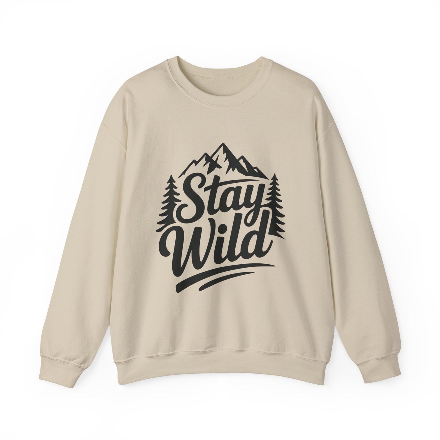 Stay Wild Unisex Crewneck Sweatshirt, Cozy Casual Wear for Adventurers, for Nature Lovers, Mountain Nature Unisex Crewneck Sweatshirt