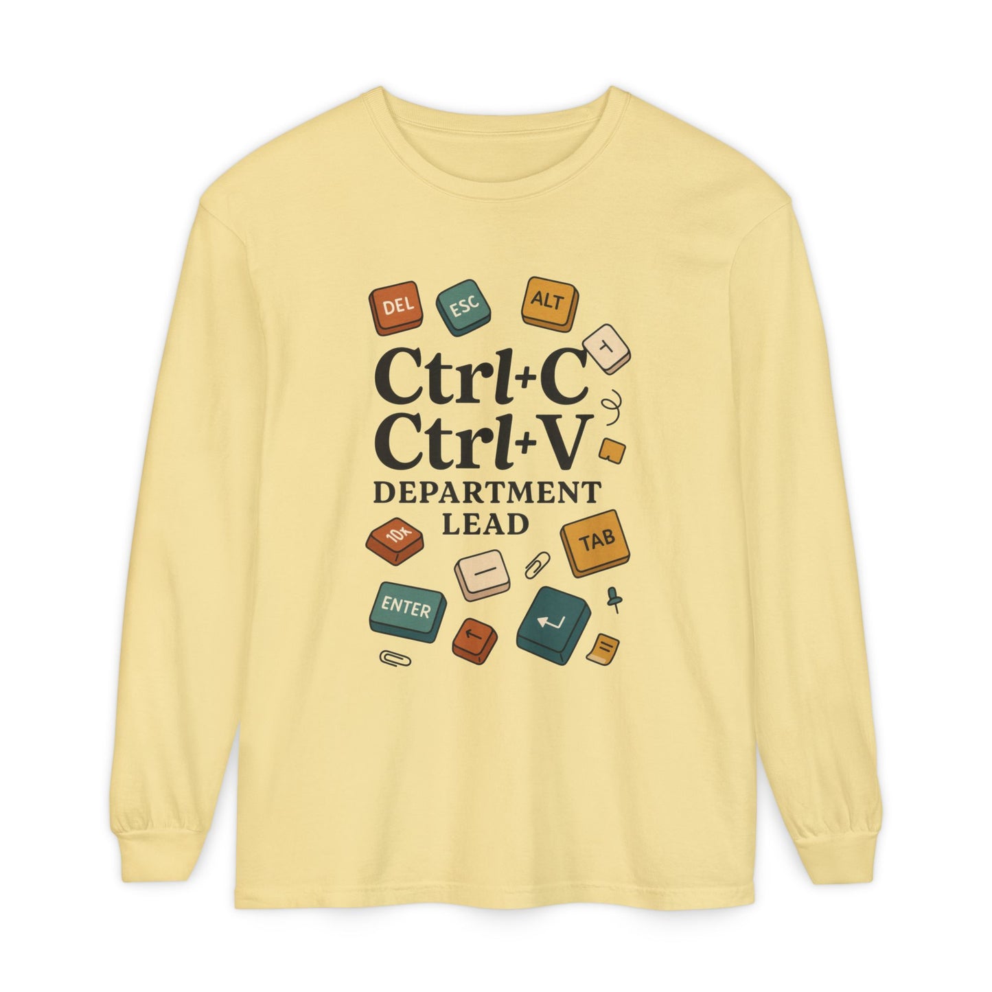 Graphic Long Sleeve Tee, Ctrl+C Ctrl+V Department Lead, Funny Office Humor Shirt, Programmer Gift, Tech Nerd Tee, IT Department Apparel