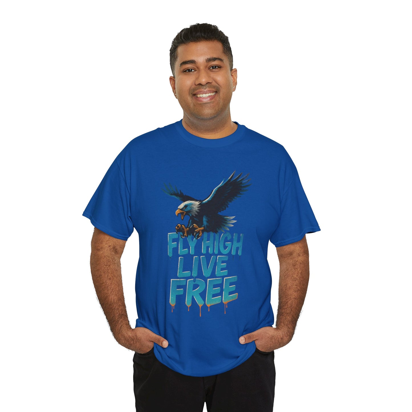 Fly High Live Free Eagle Graphic Mens T-Shirt, Eagle Tee, Fly Free Tee, Wild Flight
