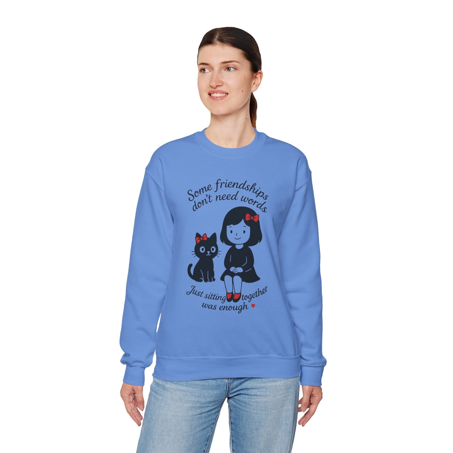 Friendship Womens Sweatshirt - Cozy Womens Crewneck with Cute Cat Design, Perfect Gift for Cat Lovers, Friendship Day, Casual Wear