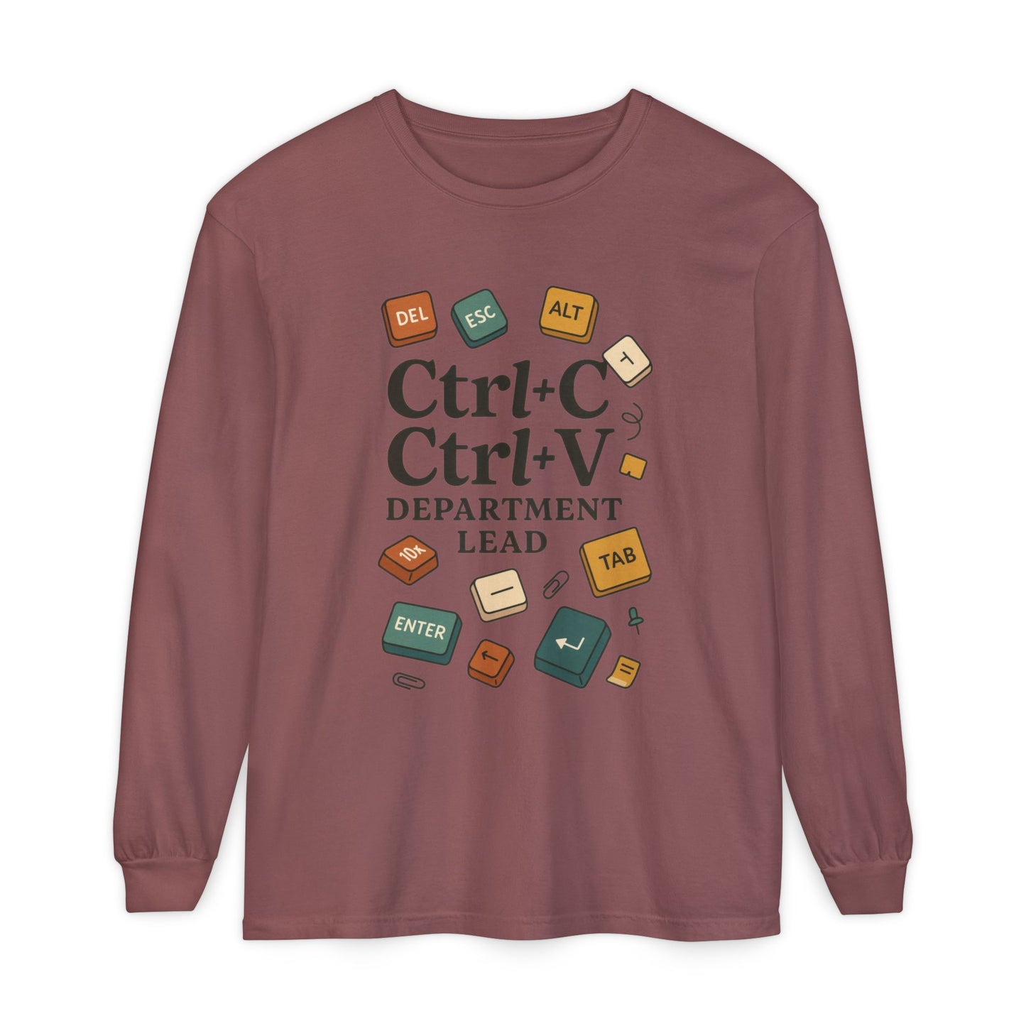 Graphic Long Sleeve Tee, Ctrl+C Ctrl+V Department Lead, Funny Office Humor Shirt, Programmer Gift, Tech Nerd Tee, IT Department Apparel