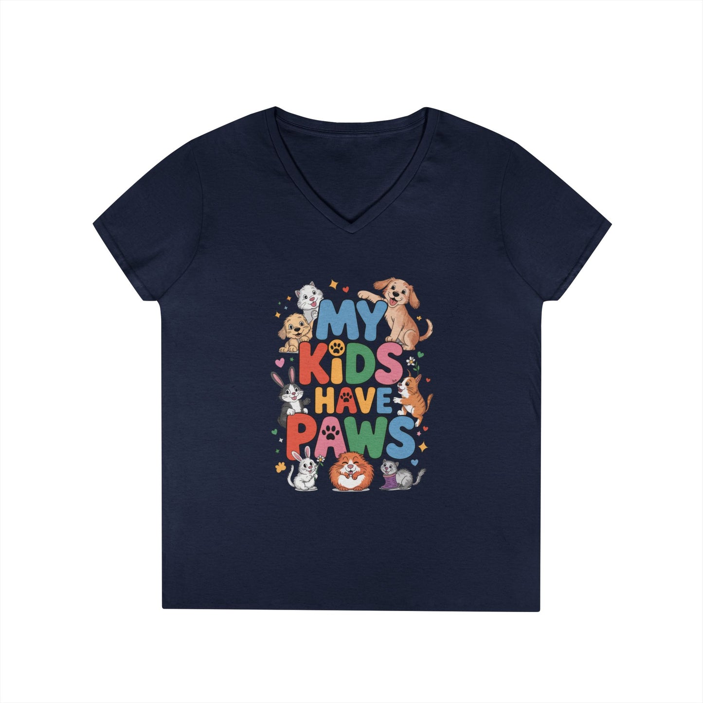 My Kids Have Paws V-Neck T-Shirt, Pet Lover Gift, Cute Animal Shirt, Cute Pet Mom Tee, Animal Parent T-Shirt, Dog Cat Bunny Lover Gift