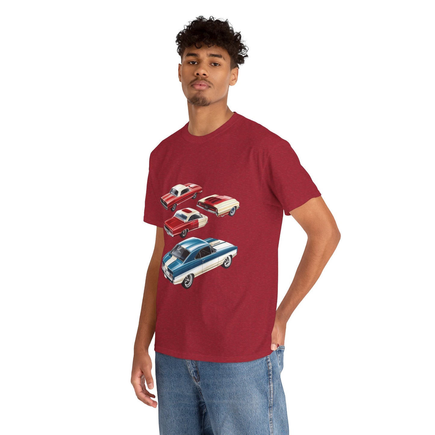 Vintage Muscle Car T-Shirt, Mens Cotton Tee with Retro American Classic Car Illustration, Gift for Car Lovers, Classic Car Graphic Tee